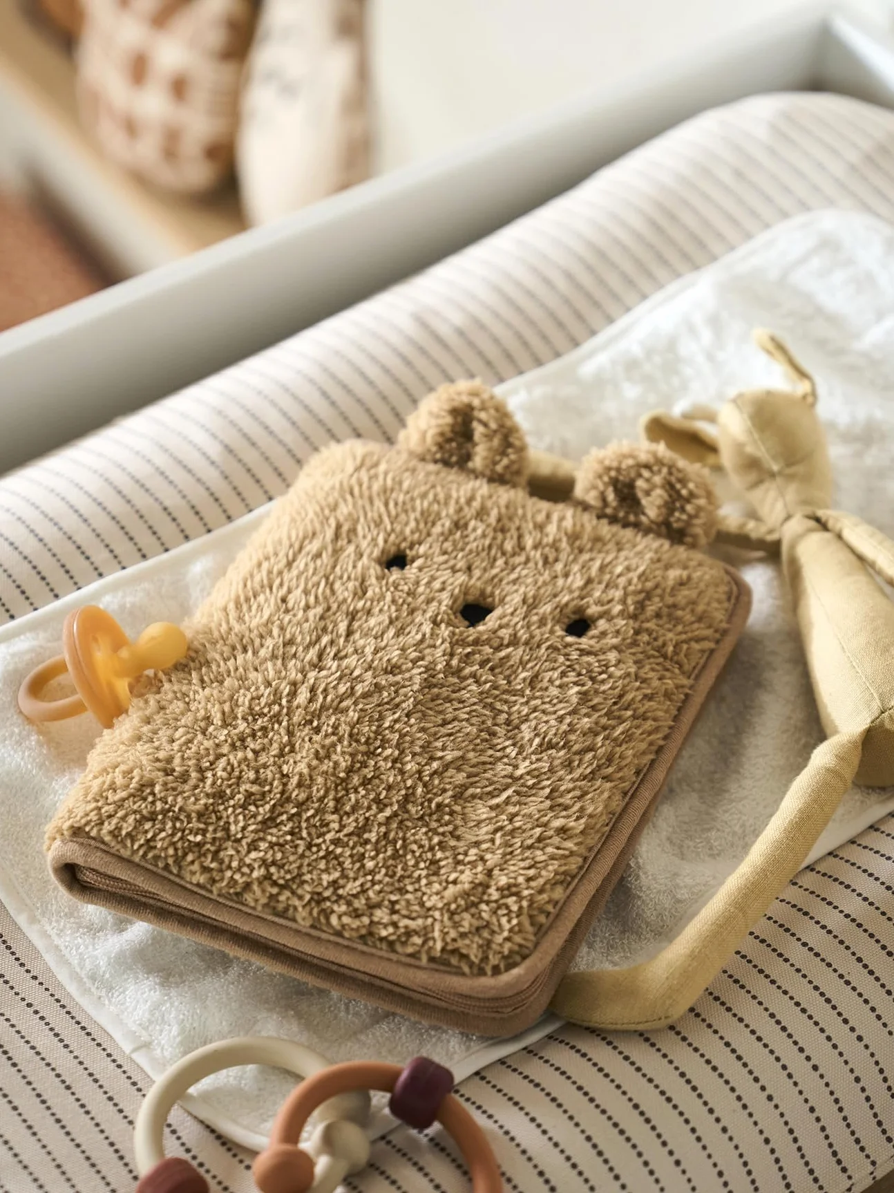 VERTBAUDET Protège carnet de santé sherpa TEDDY BEAR beige