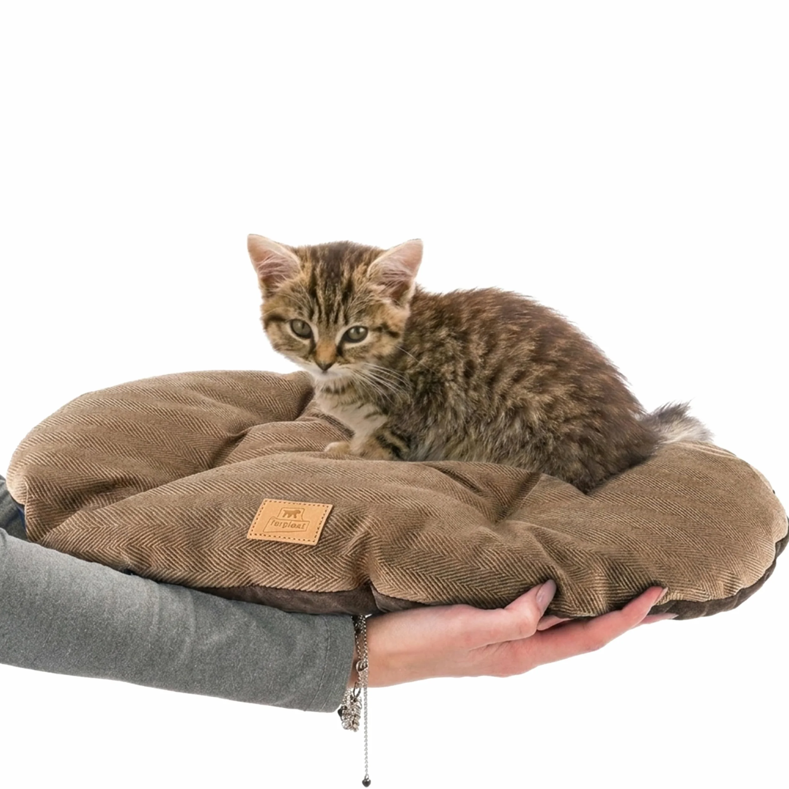 Coussin STUART 45/2 double-face tweed velours lavable Marron