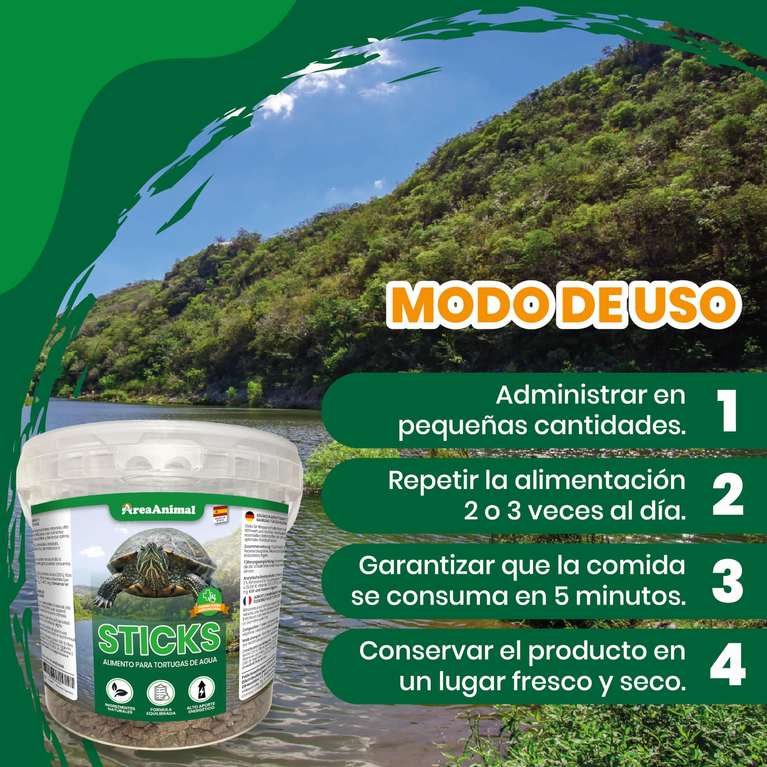 Nourriture tortues d'eau 1,5 kg/5,5 l Stick haute valeur nutritive