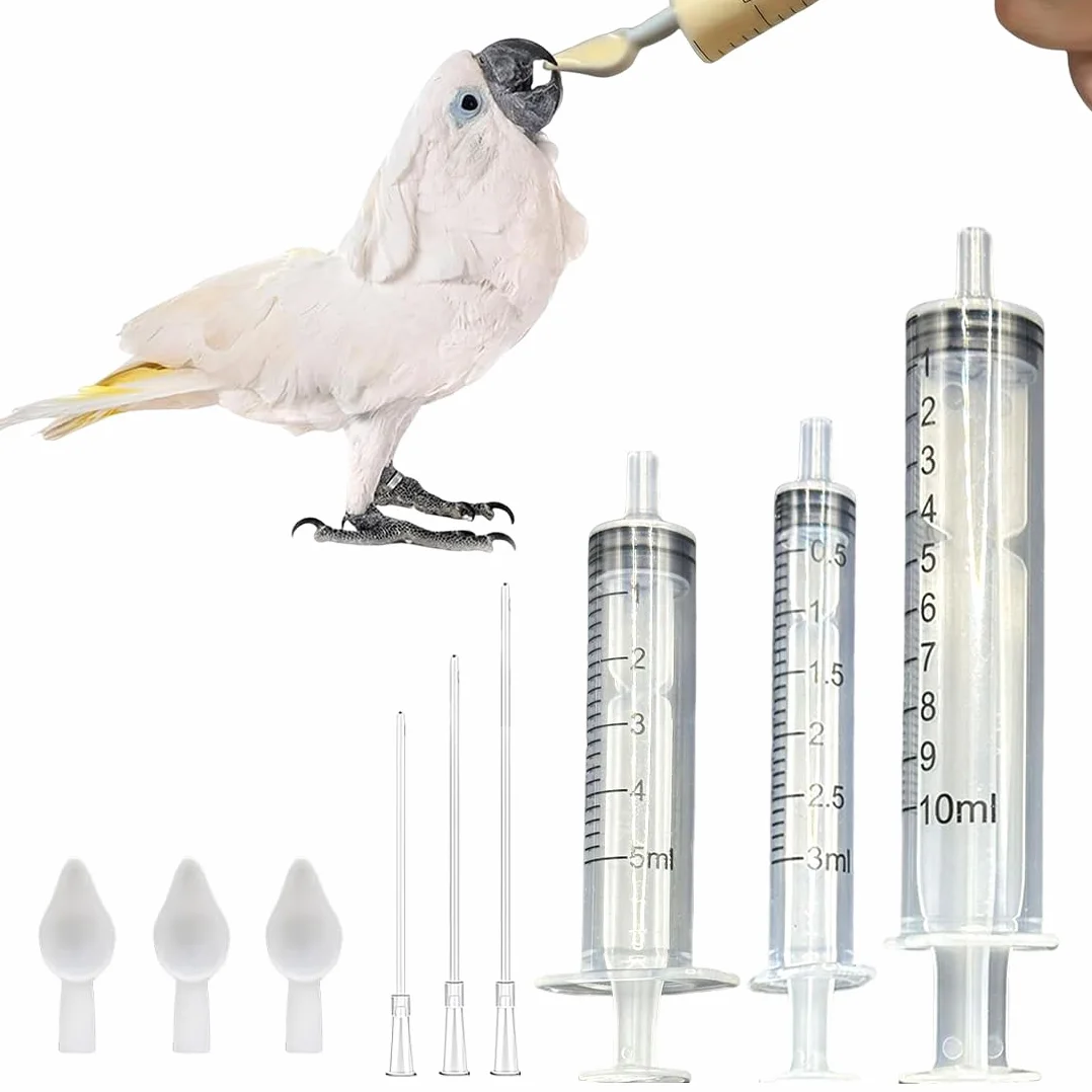 GXGM 1 Jeu Nourrissage Oiseaux, Contient Un Feeder de 3/5/10 ML+Un Cathéter de 8/12/15 cm+3 Cuillères, Convient aux Oisillons et aux Perroquets, Accessoire pour Les Petits Animaux Domestiques