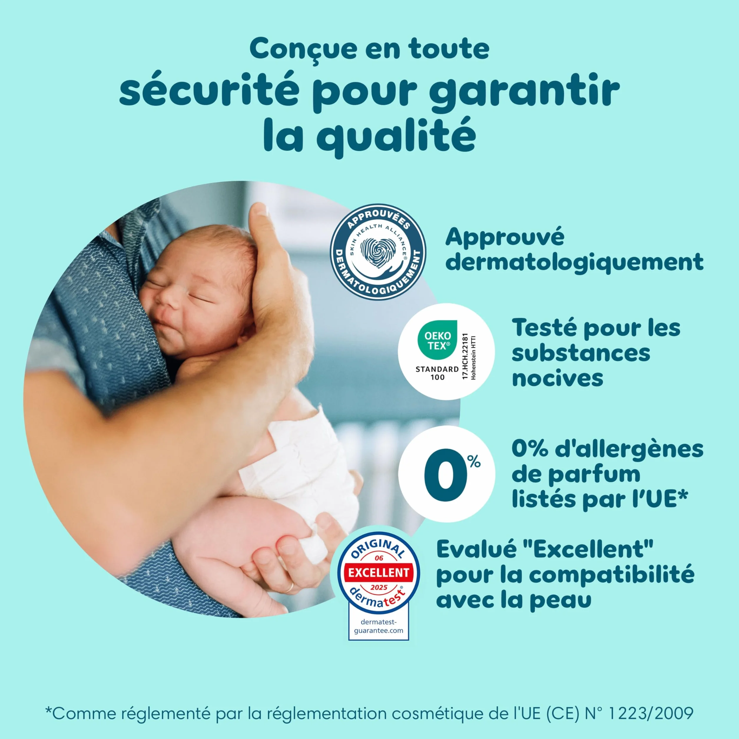 PAMPERS Coffret Cadeau Naissance 2 Packs Couches Premium Protection Taille 1 Lingettes Aqua Soft Touch Chaussettes Bébé