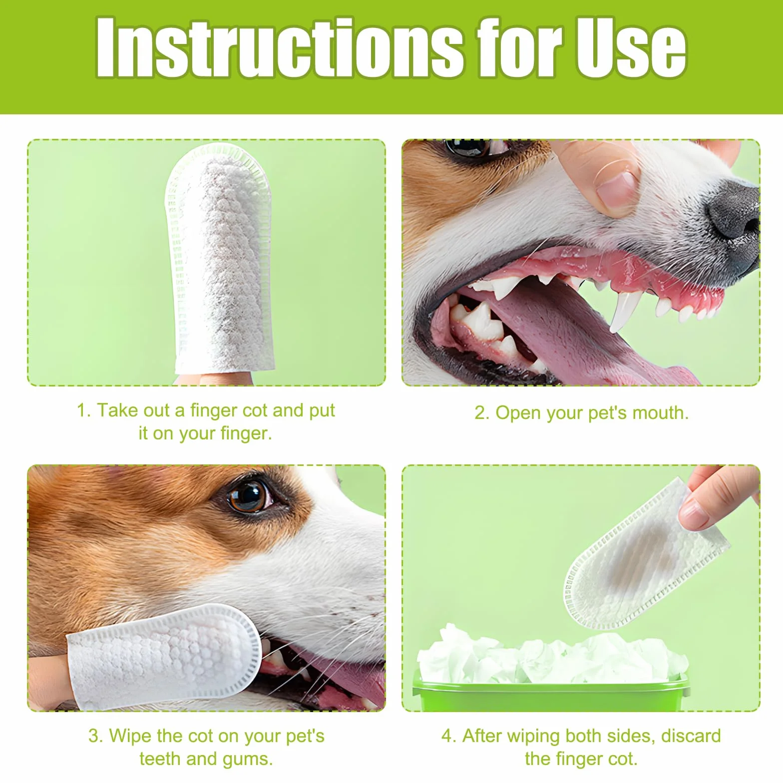 Lot de 100 protège-doigts jetables pour chiens et chats - Soins dentaires