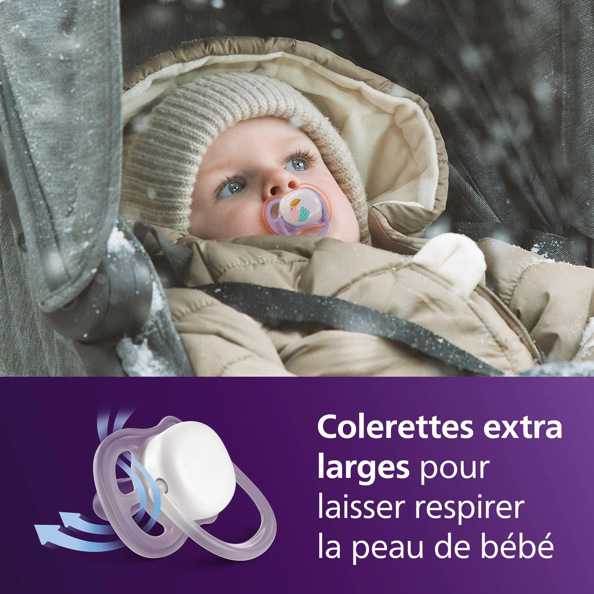 Philips Avent Sucettes de nuit ultra air Tétines orthodontiques bébé 18 mois phosphorescentes silicone sans BPA lot de 2 SCF376/33