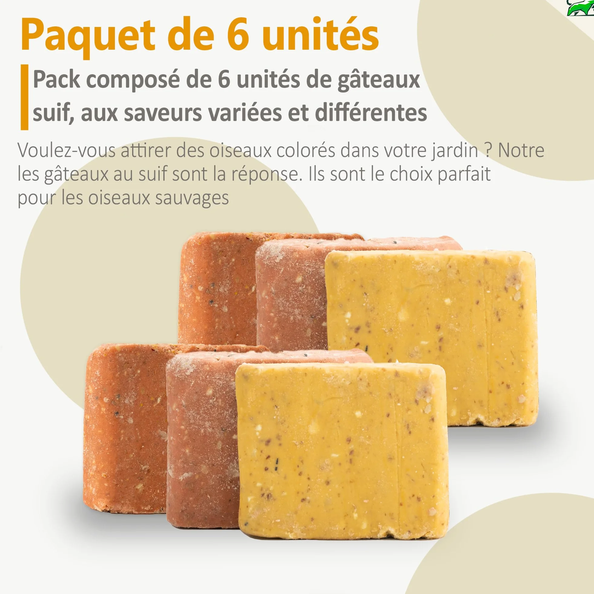 Mice&Co Gâteaux de Suif Naturels pour Oiseaux Sauvages - Nourriture Nutritive avec Graines de Millet et Cacahuètes, Blocs de Graisse Résistants pour Jardin, Pack 6 Unités