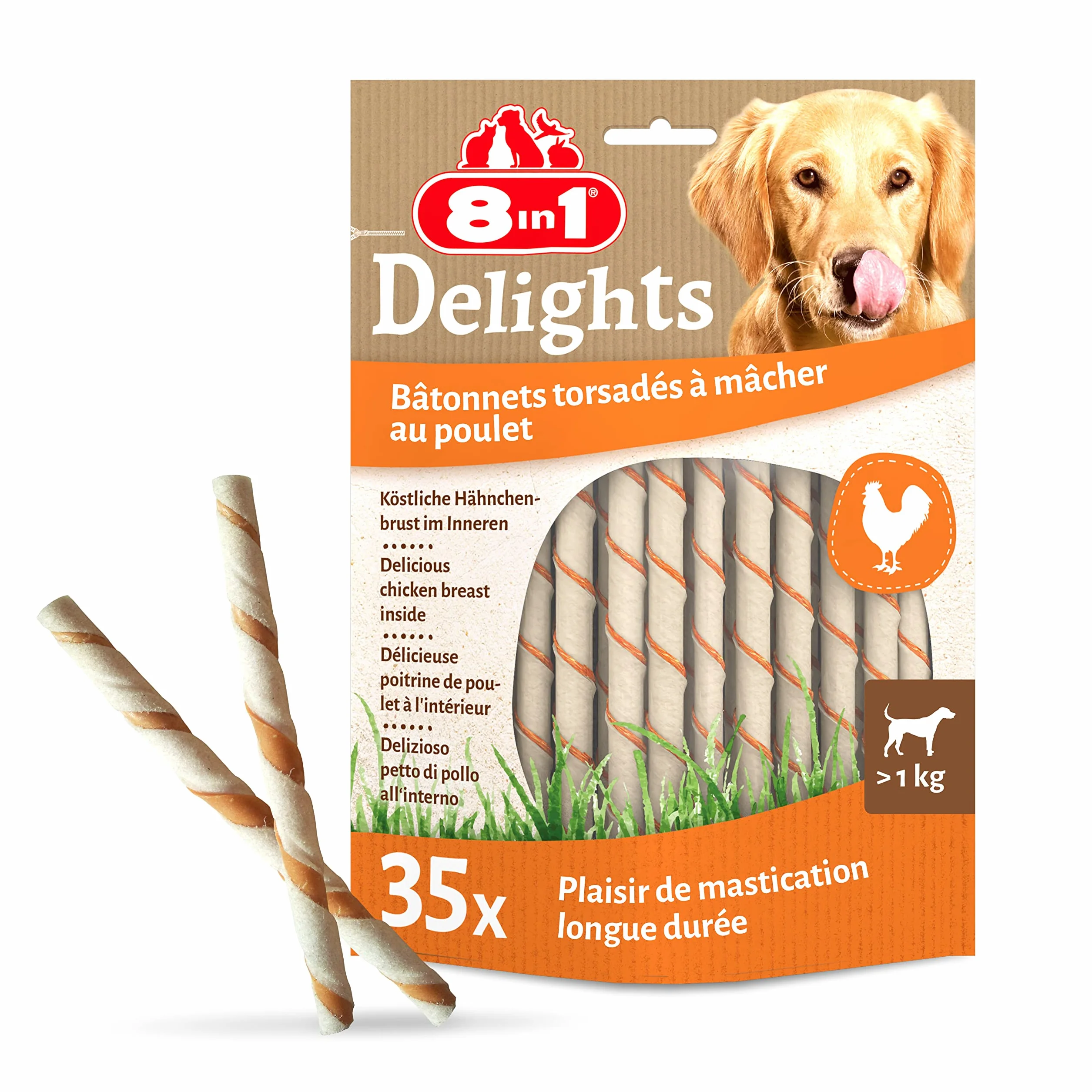 8in1 Delights Twisted Sticks pour Chien 35 pièces