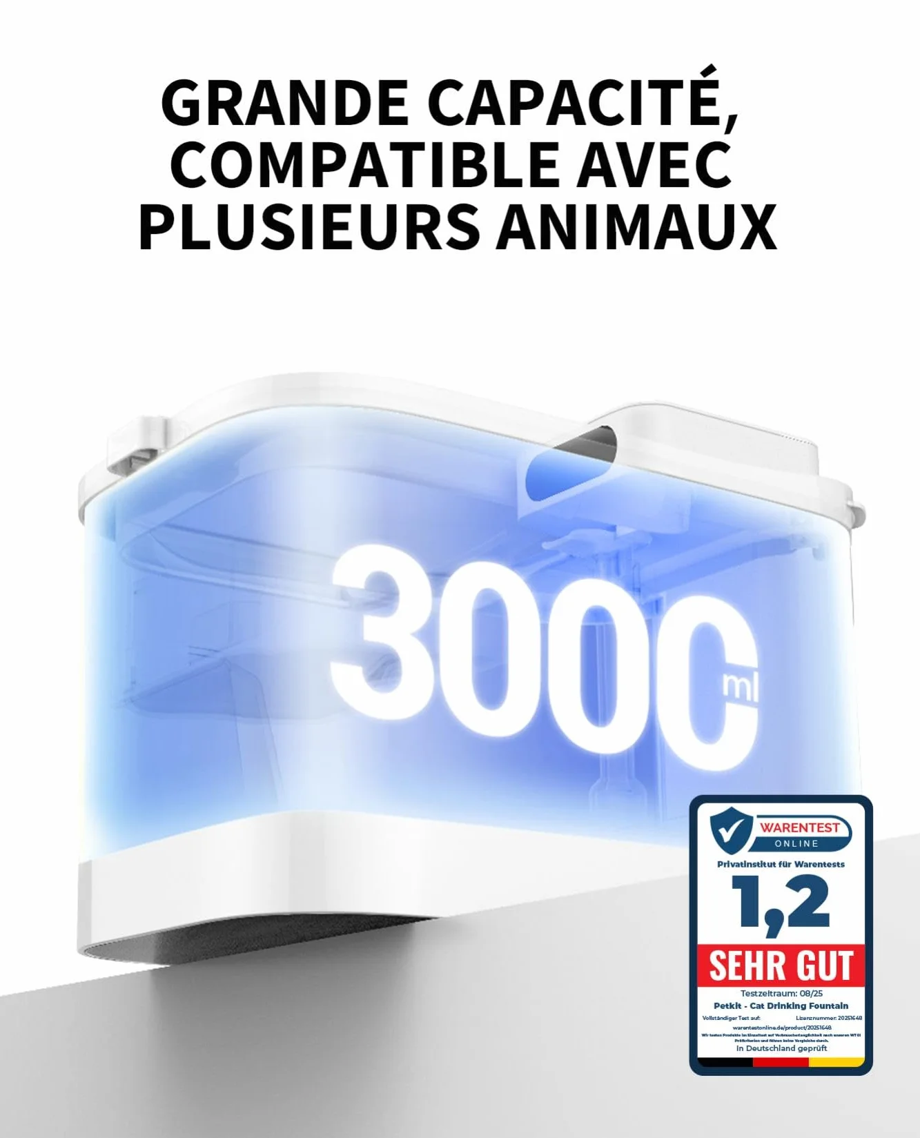 PETKIT EVERSWEET Max Fontaine à Eau Chat sans Fil, Acier Inoxydable, 26dB Ultra Silencieux, 3L Grande Capacité
