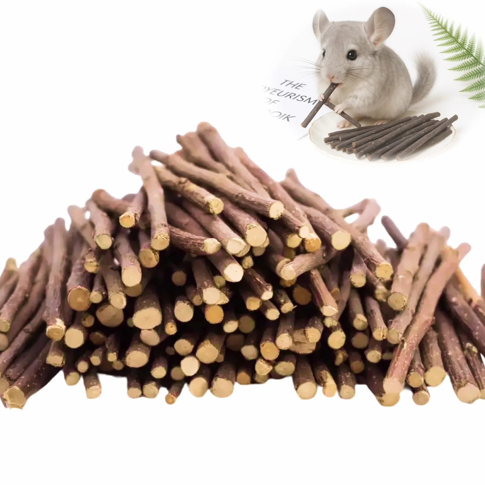 Baton de Pommier Naturelle 500g Jouet Dentition pour Lapin Hamster Cochon d'Inde Chinchilla