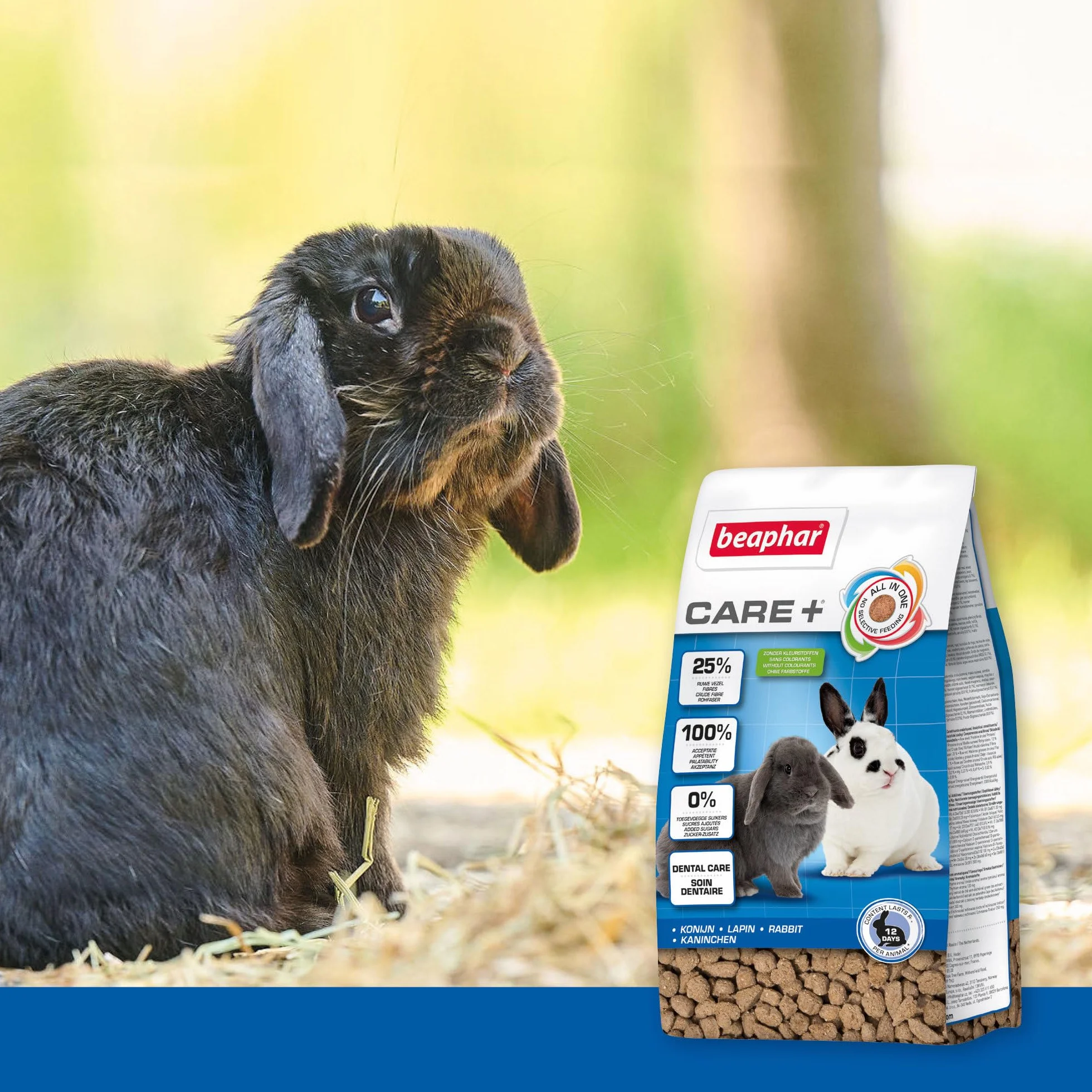 BEAPHAR Care+ Alimentation Super Premium extrudée pour Lapin 25% Fibres 1,5 kg