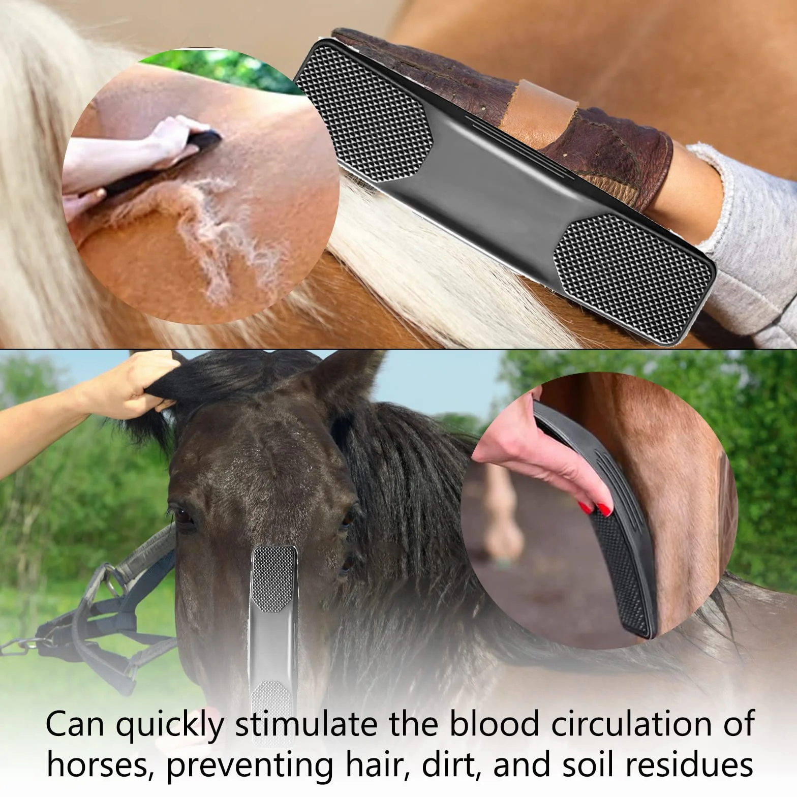 Brosses pour Chevaux 6 en 1, Peigne de Massage, Brosse de Toilettage pour Enlever Poils Secs