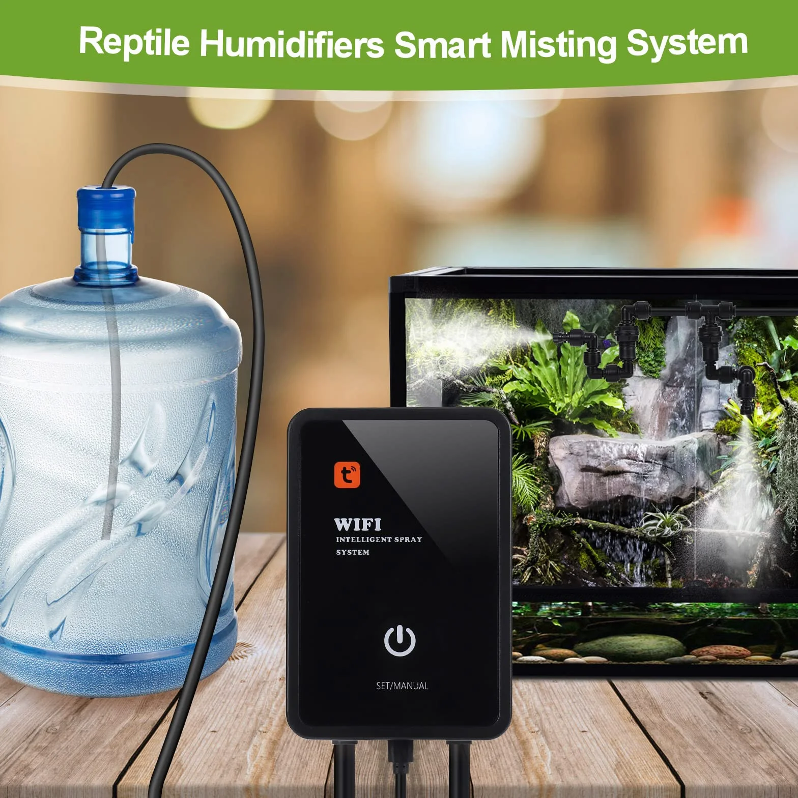 Humidificateur pour Reptiles Diealles Shine Système de Brumisation Intelligent avec Arroseur Réglable Automatique pour Terrarium