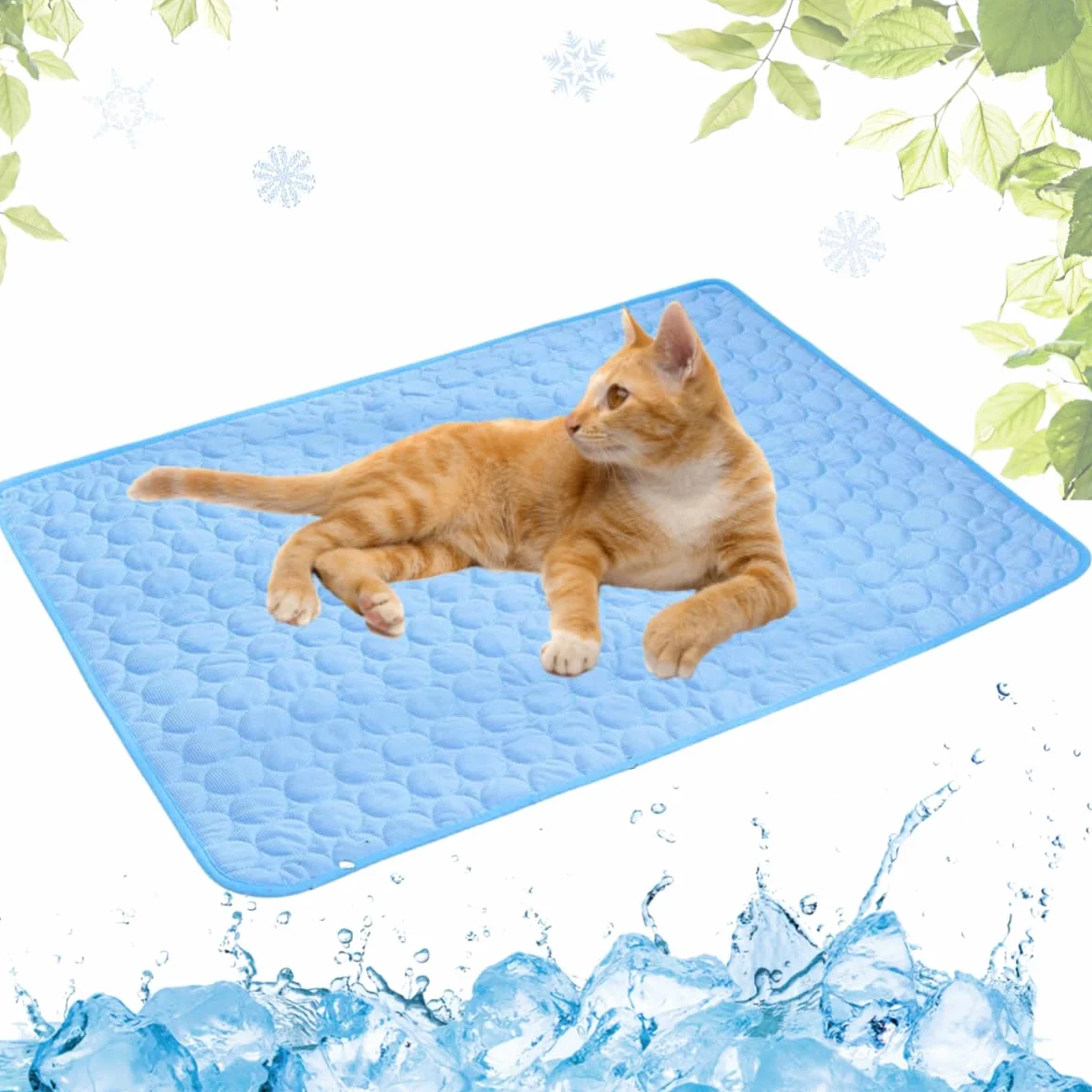 Tapis Rafraichissant Chien Portable, Tapis Rafraîchissant Animaux de Compagnie Lavable, Tapis Chat Auto-Refroidissant pour l'été(Bleu,30x40cm)