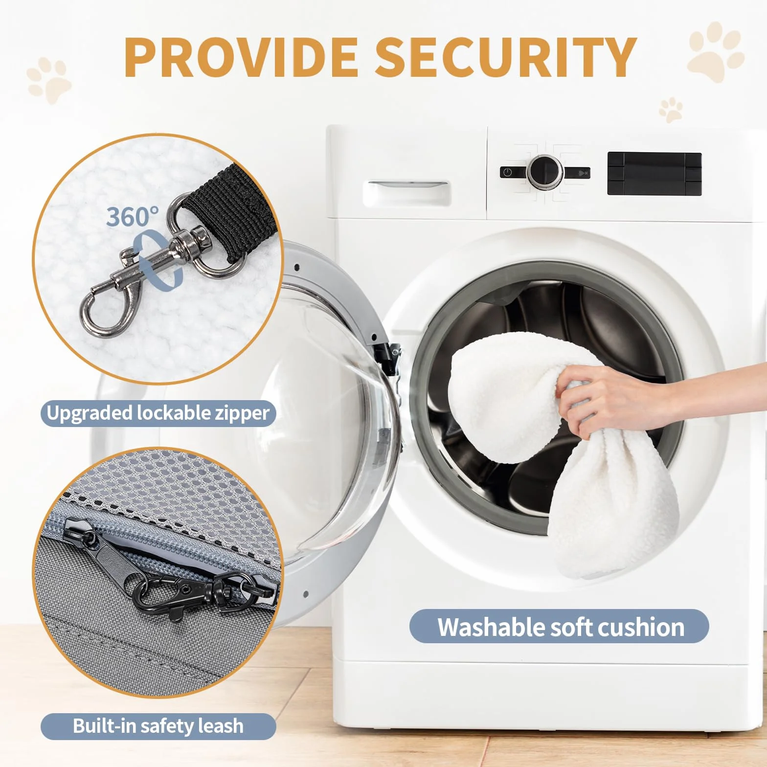 Petsfit Sac de Transport Démontable Lavable avec 2 Coussins pour Chien Chat - Caisse de Transport Pliable Bandoulière pour Voyage Avion, Voiture - S/Gris