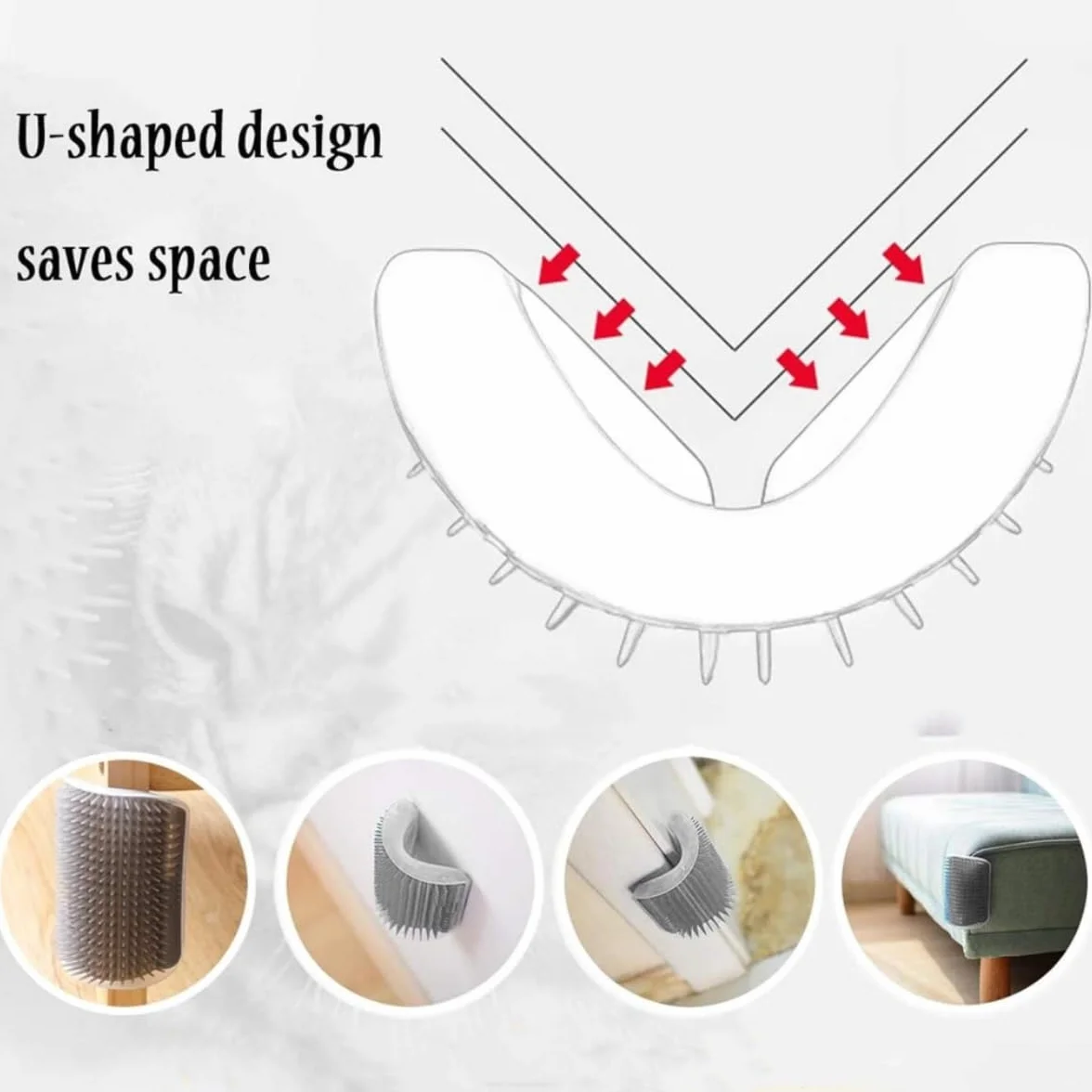 Brosse pour Chat Murale Coin, 2 Pièces Peigne Toiletteur avec Herbe à Chats et Vis