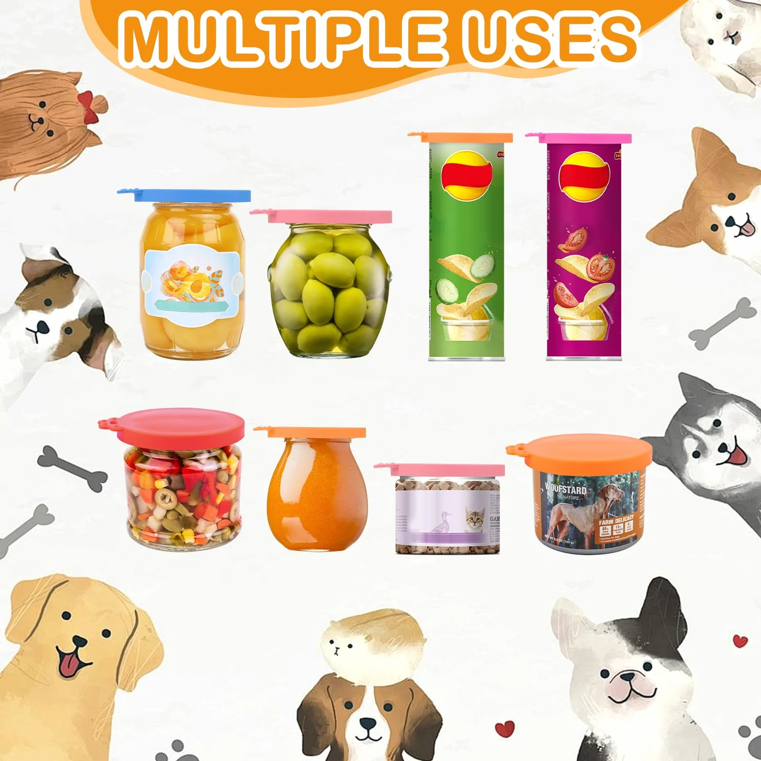 Couvercles Silicone Conserve 6 Pièces, Coque Silicone Taille Multiple