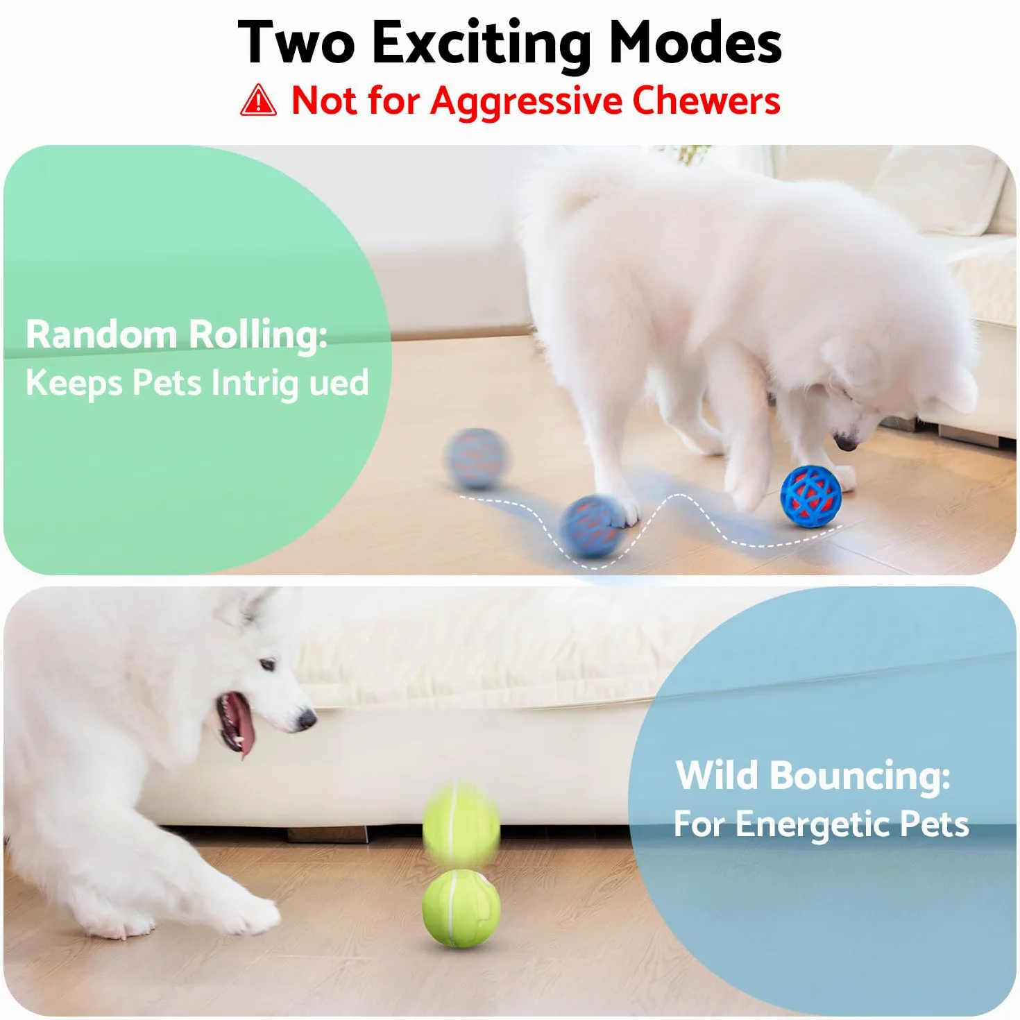 seagi Jouets interactifs pour chien – Balle interactive durable et rebondissante automatique pour chien pour un jeu intelligent, jouet en mouvement activé par le mouvement pour chiens de petite