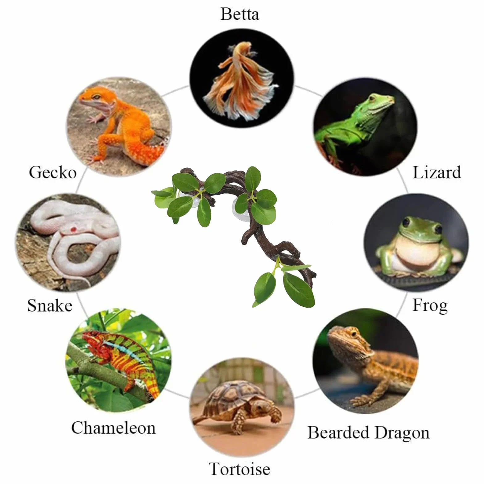 Branches pour Reptiles, Branches de Reptiles, Suction Cup Reptile Log | d'enrichissement, décoration d'enceinte de Serpents, décoration de Terrarium de Serpent pour lézards,