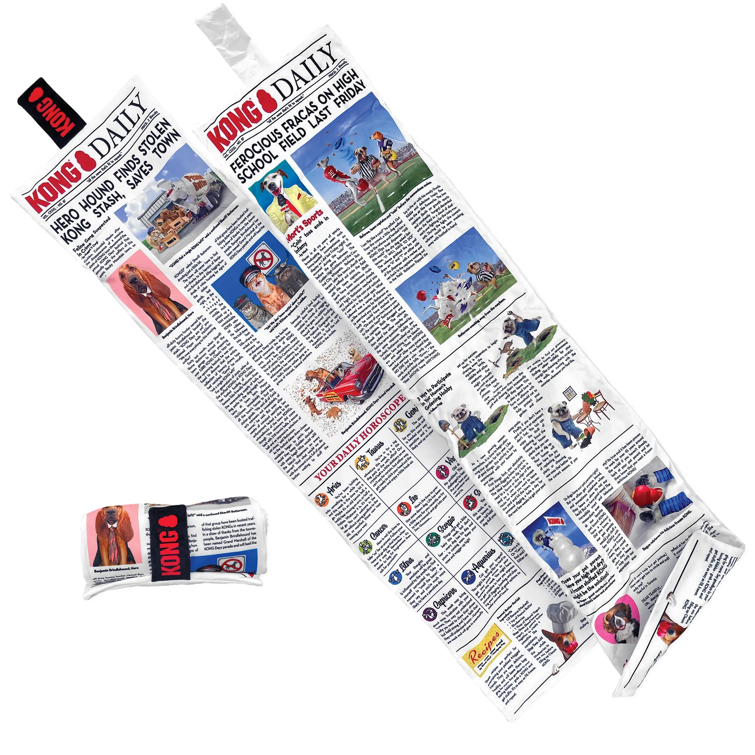 Kong Rouleau de Journal Quotidien XL 90 cm de Long avec 6 couineurs