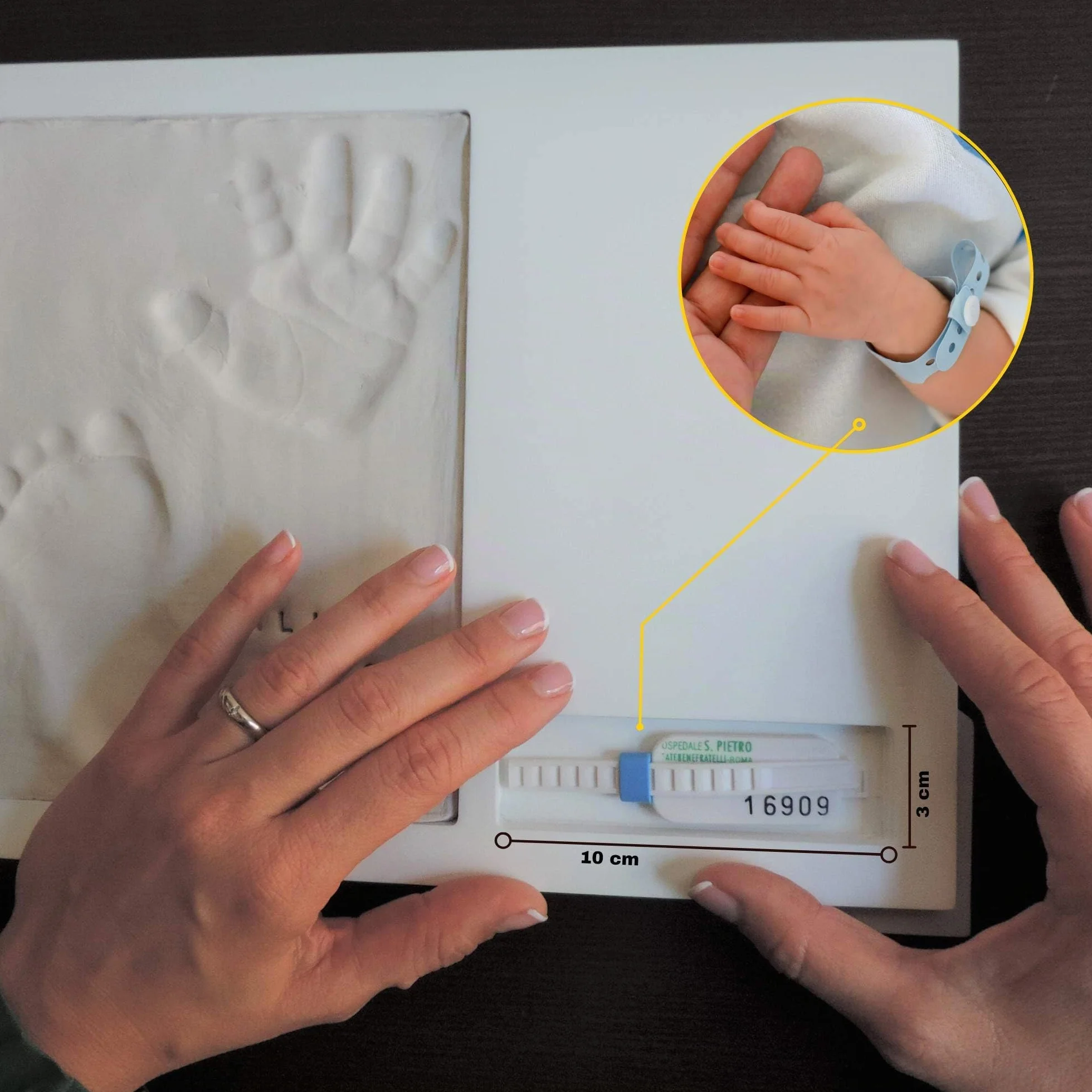PITI COT Cadre Empreintes Bébé Kit Naissance Personnalisé Lettres Nombres Porte Bracelet