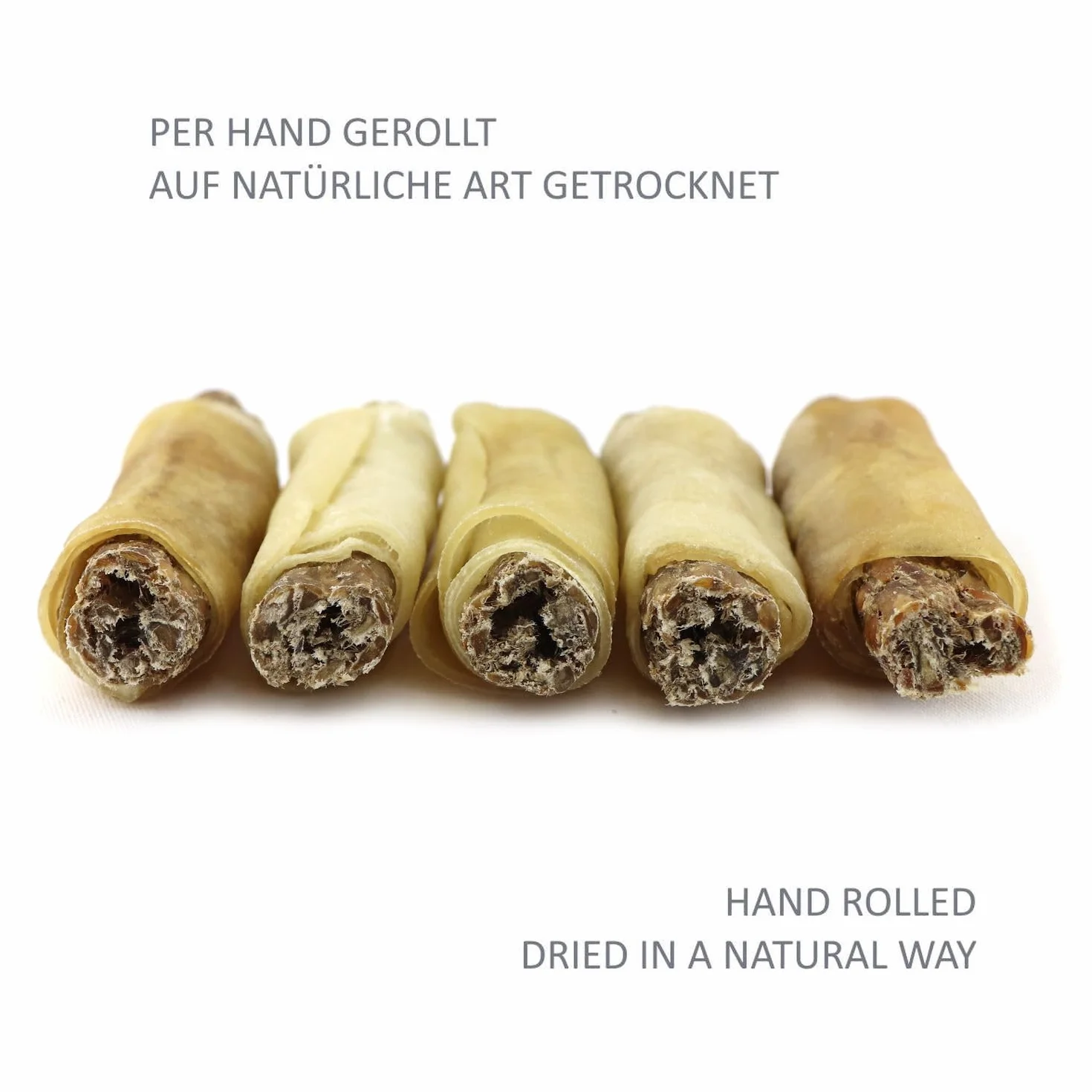 DOGBOSS Rouleaux à mâcher 100 % naturels en différentes tailles et goûts (5 cailles de 13 cm)