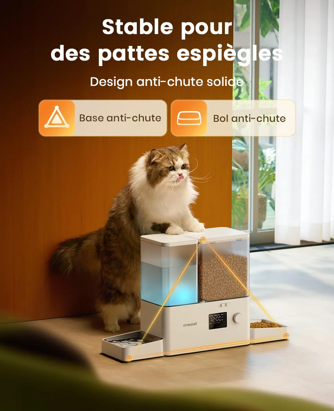 Oneisall Distributeur d'eau et d'alimentation Automatique pour Chat, 36 Tasses/8,5 L, 2 en 1, Grande Capacité