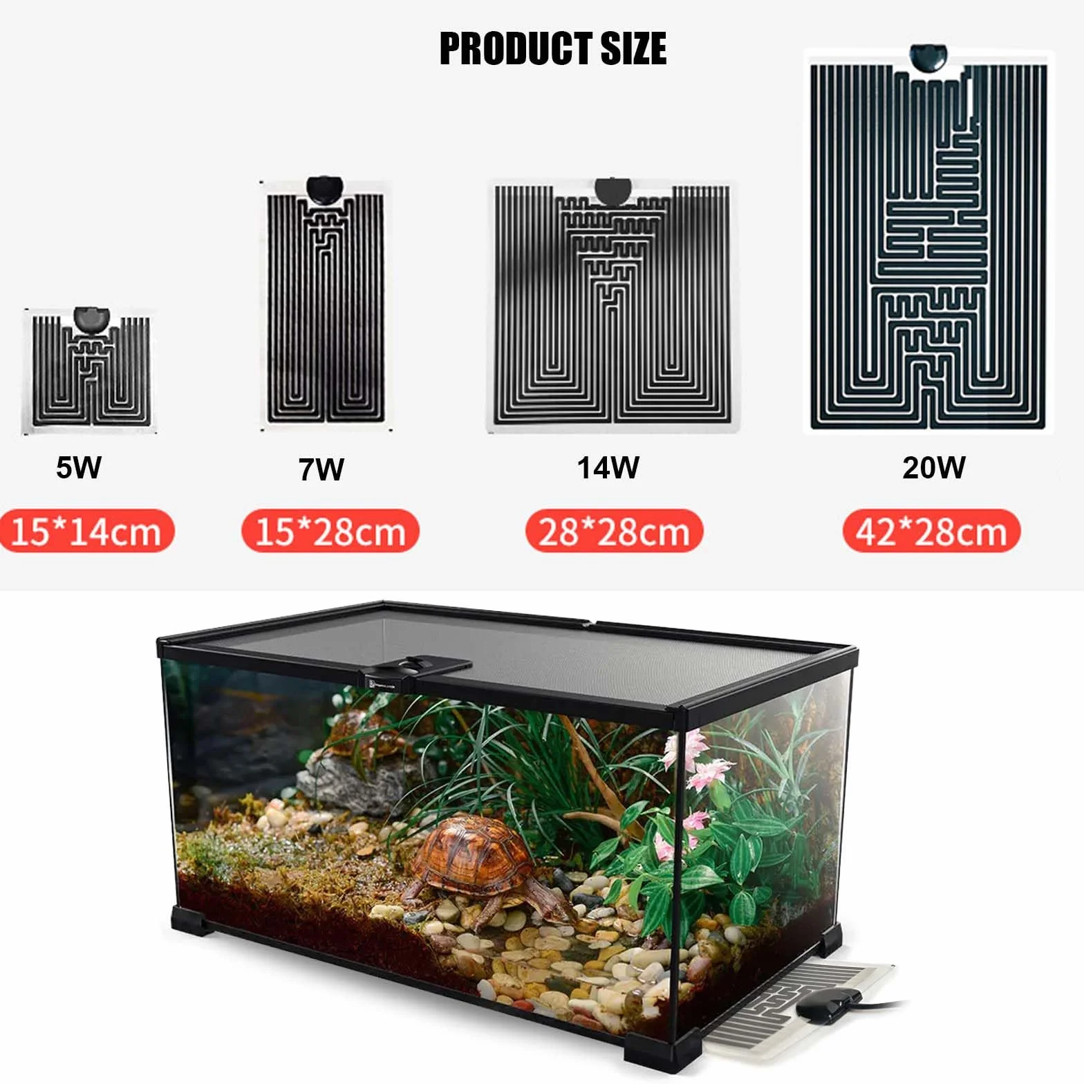 Tapis Chauffant Terrarium 10 Niveaux Régulateur Température Reptiles Serpents Lézards Tortues Aquarium 7W