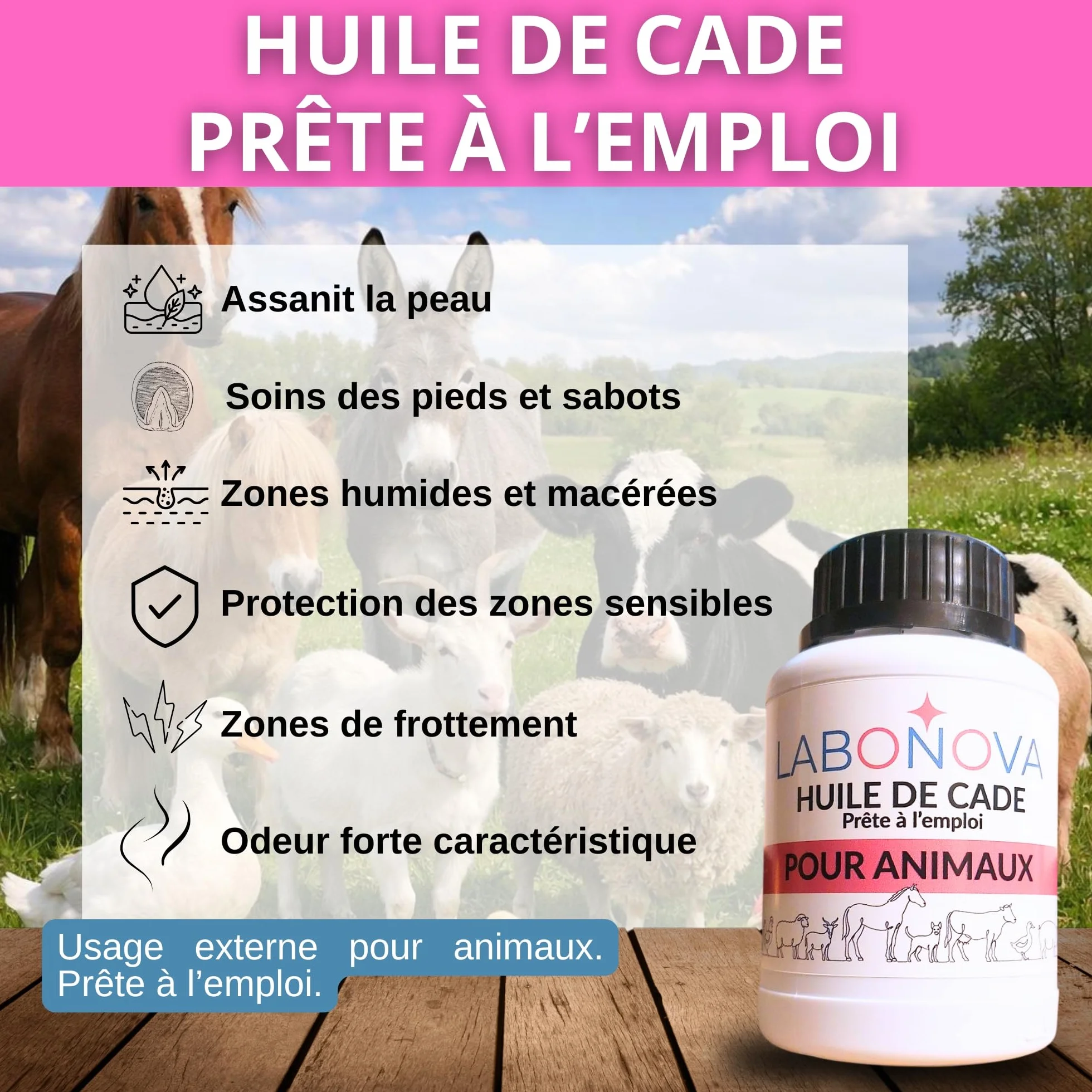 Huile de cade prête à l'emploi pour animaux 250 ml - Soins peau, pieds, sabots