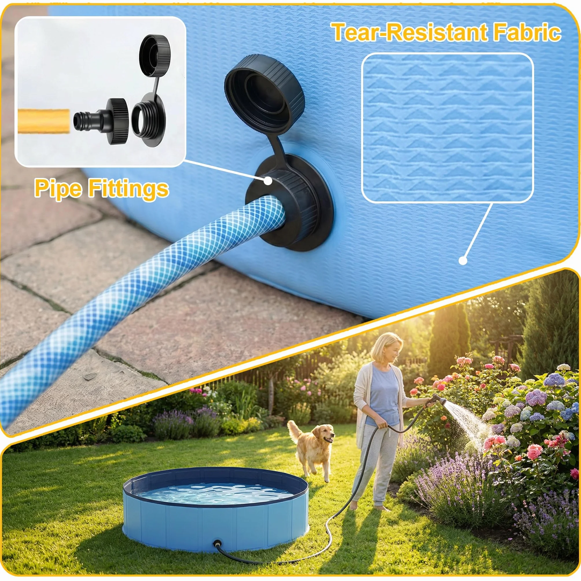 Piscine Chien Pliable 120x30cm PVC Antidérapant Portable Bleu