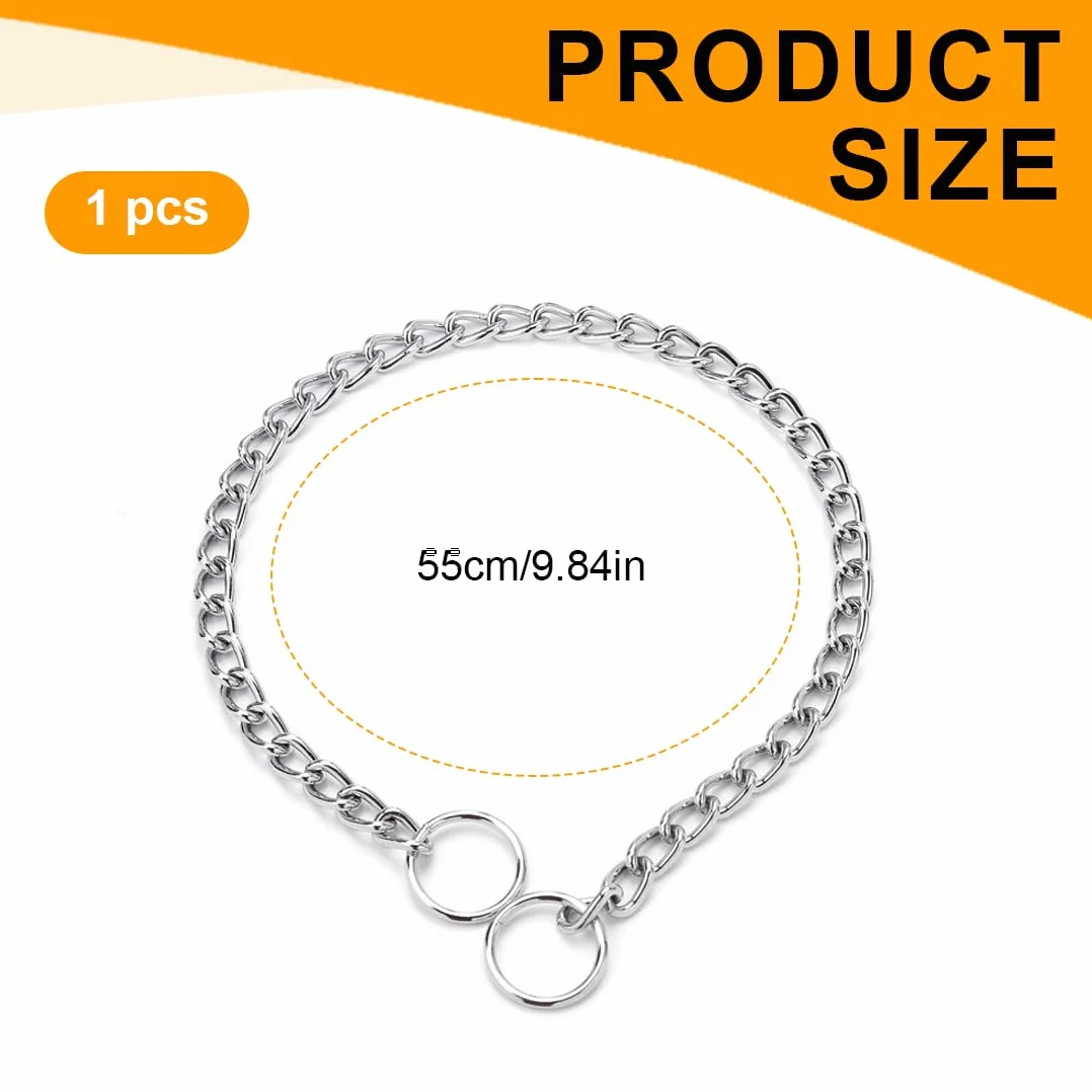 Collier Etrangleur en Acier Inoxydable pour Chien 55cm avec Fermoir Sécurisé