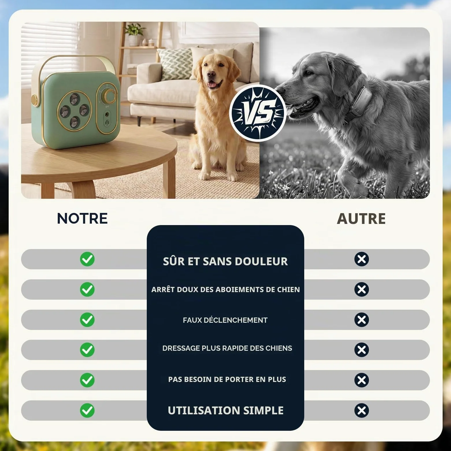 Appareil anti-aboiement pour chien, 5 modes, portable, à ultrasons, avec double fréquence, anti-aboiement efficace à longue portée pour le dressage en intérieur et en extérieur