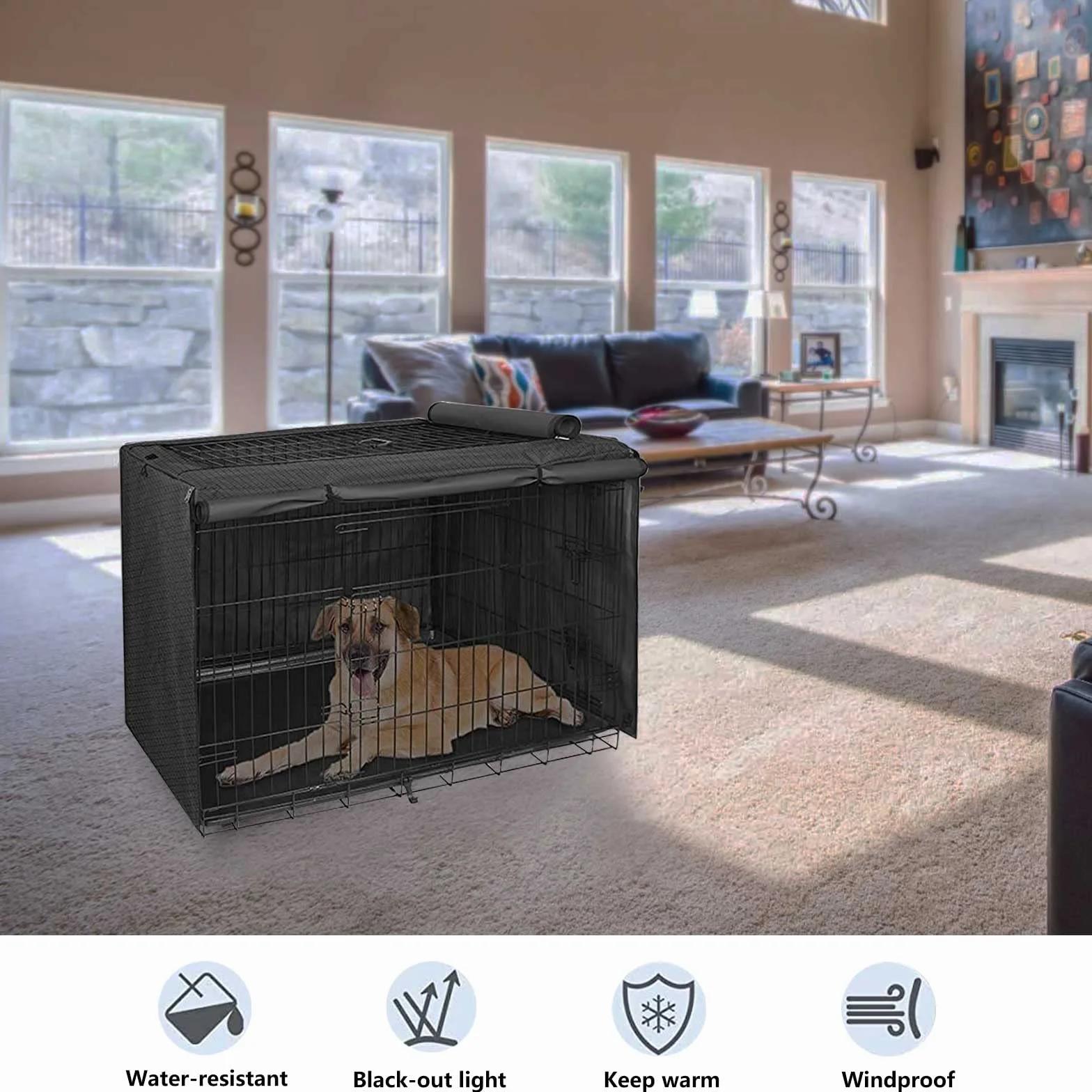 Cage Chien Protection, Tissu Oxford 420D, Adapte à la Plupart des Caisses