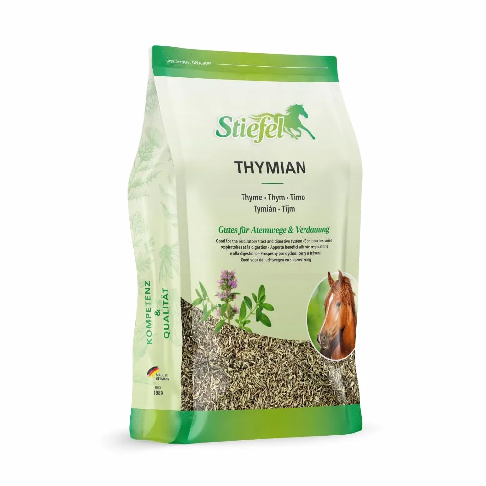 Stiefel Thym 500 g – Complément alimentaire pour chevaux aux herbes de thym, soutient voies respiratoires et digestion
