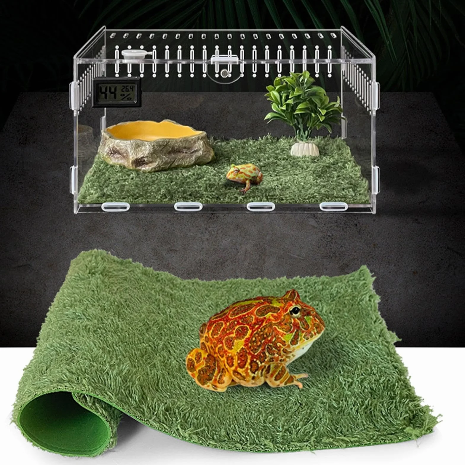 Tapis pour Reptile 40x25 cm Revêtement de Substrat Lavable Terrarium Caméléons Tortues Geckos Lézards