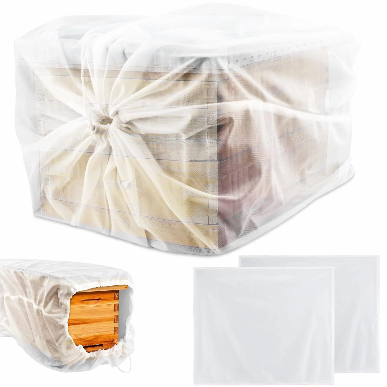 Sacs de transport en maille pour ruche polyester durable avec cordon de serrage sécurisé