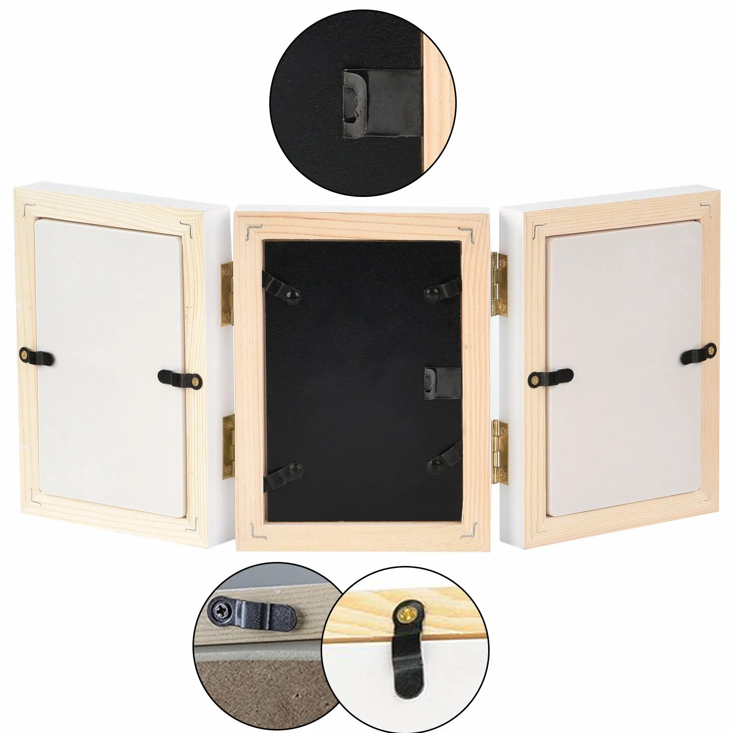 Empreinte de La Main Cadre Photo Kit pour Garçons Cadeau de Douche de Bébé 3 Parties Blanc
