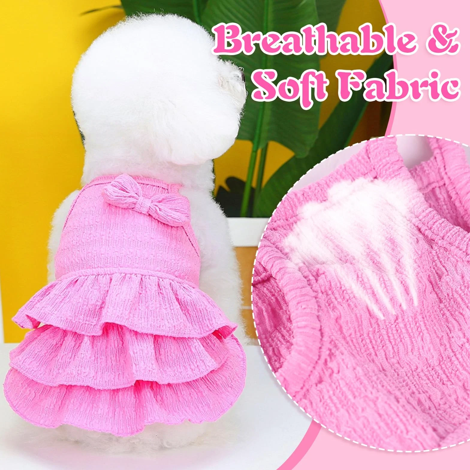 Robe pour chien et chat petite taille – Robe gâteau plusieurs niveaux nœud – Vêtement été Yorkshire Chihuahua