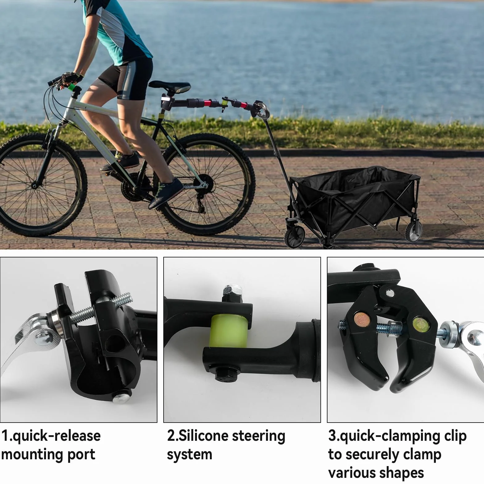 Attelage de remorque de vélo pour chariot pliable en acier