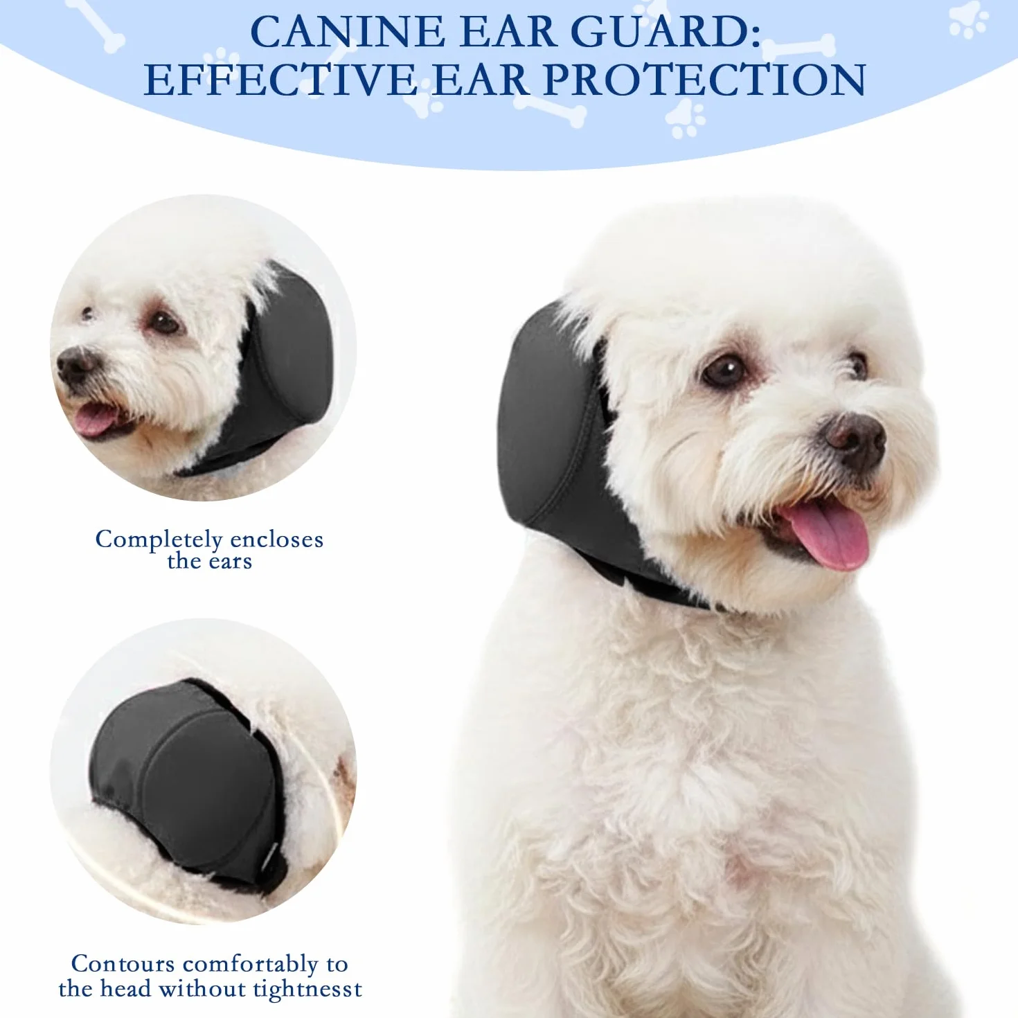 Protège-Oreilles Chien, Protection Auditive Anti-Bruit Réglable pour Petits et Moyens Chiens, Convient pour Toilettage, Bain, Orage et Feux d'artifice (Gris-S)
