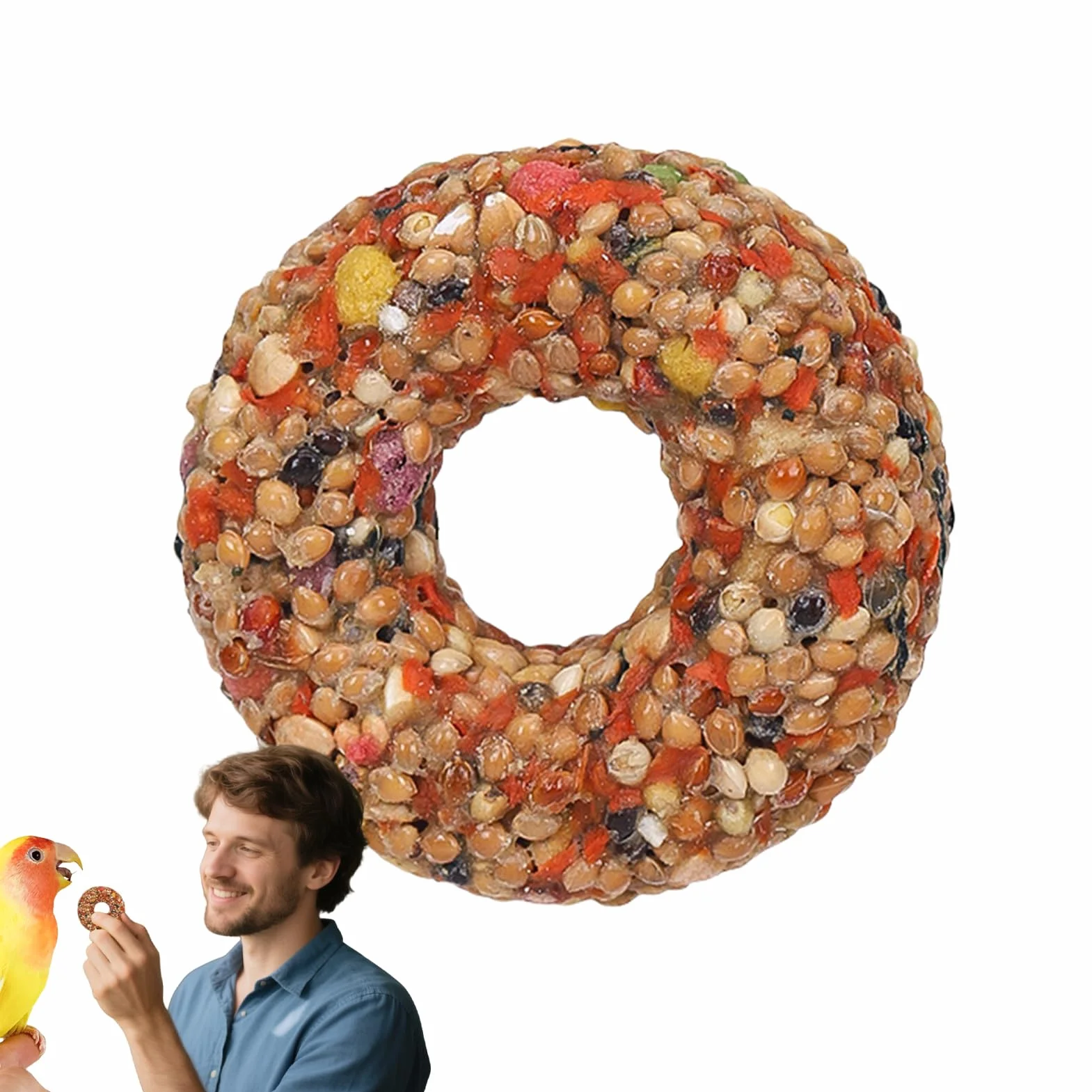 Friandises pour Calopsittes Anneau à Mâcher en Grains Forme de Donut pour Perroquets