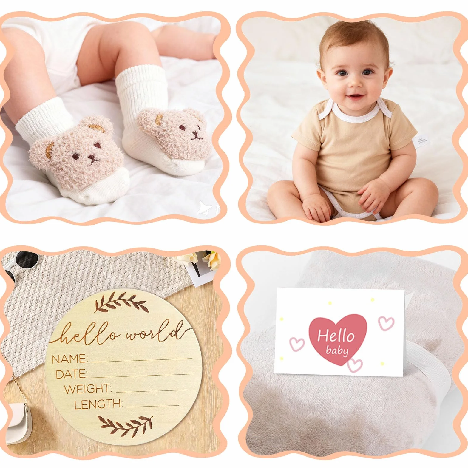 Ensemble cadeau bébé nouveau-né avec body doudou bavoir chaussettes hochet boîte souvenir cartes baby shower