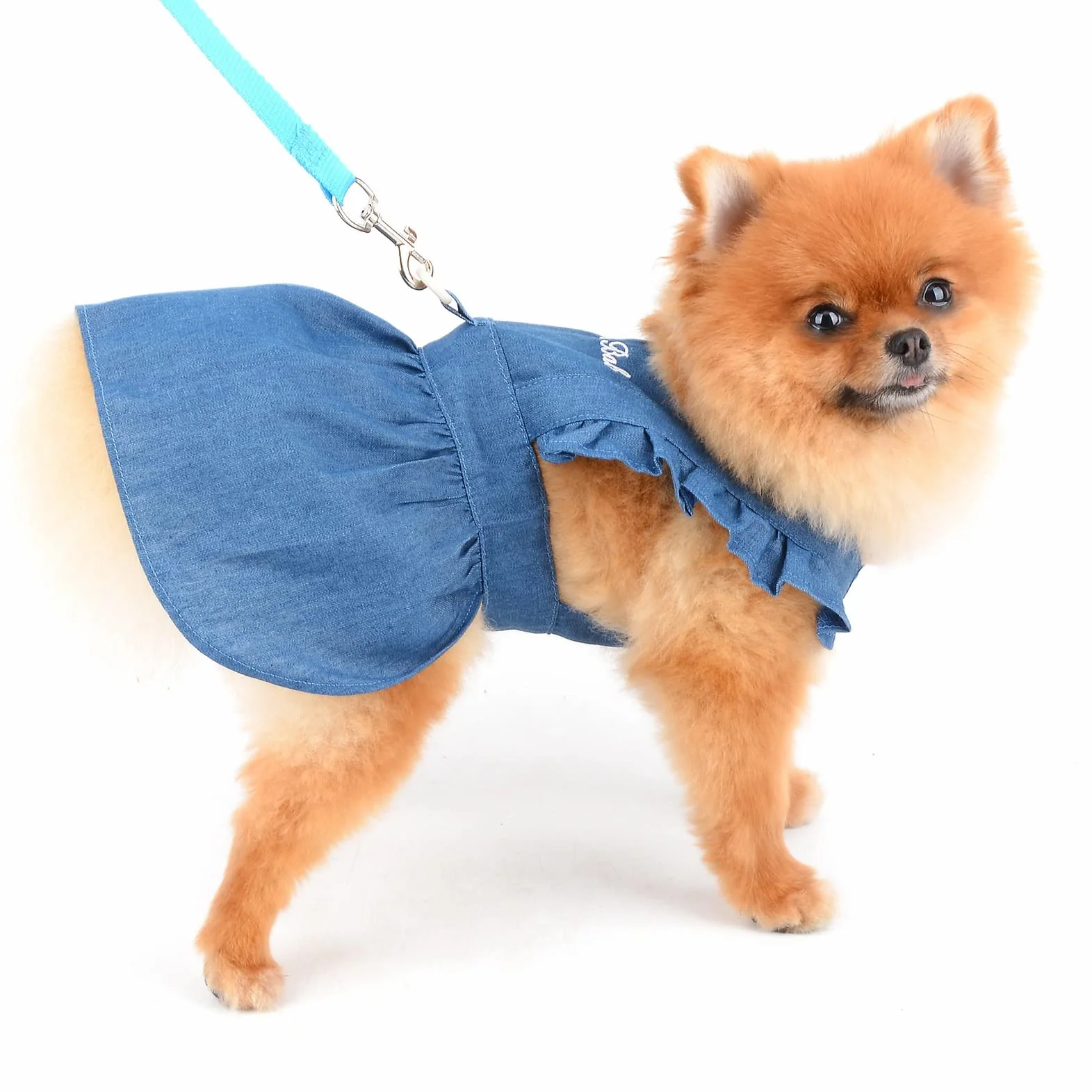 Robe Harnais en Jean pour Chien Bleu Foncé Taille L avec Anneau en D