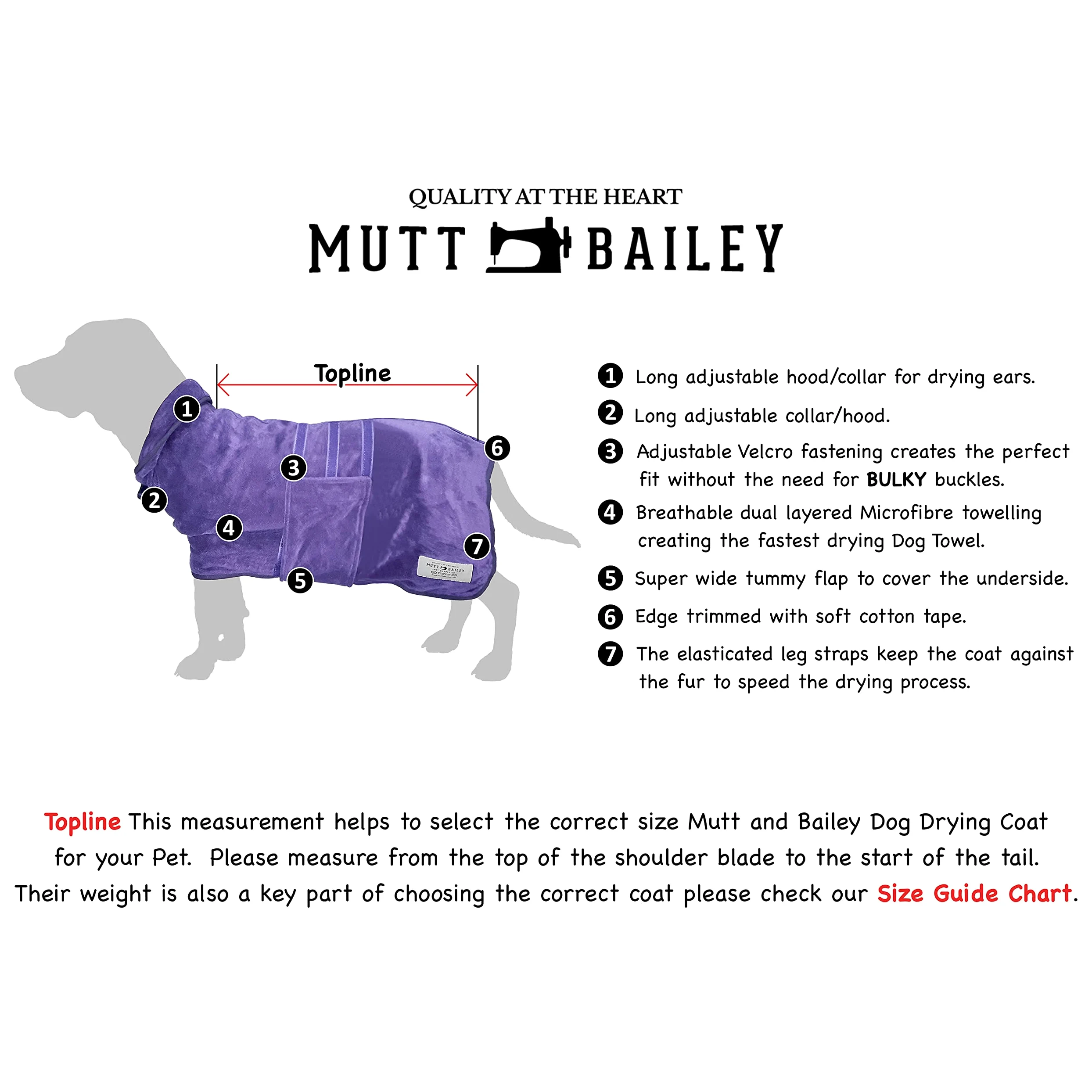 Manteau de séchage pour chien - Serviette de séchage rapide double couche en microfibre pour chien - Col et taille réglables (XL, chiné)