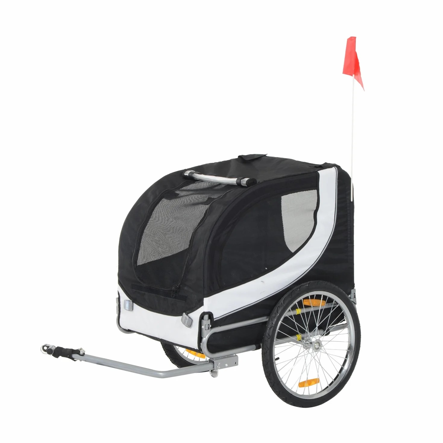 HOMCOM Remorque Velo pour Chien avec Drapeau et 8 Reflecteurs