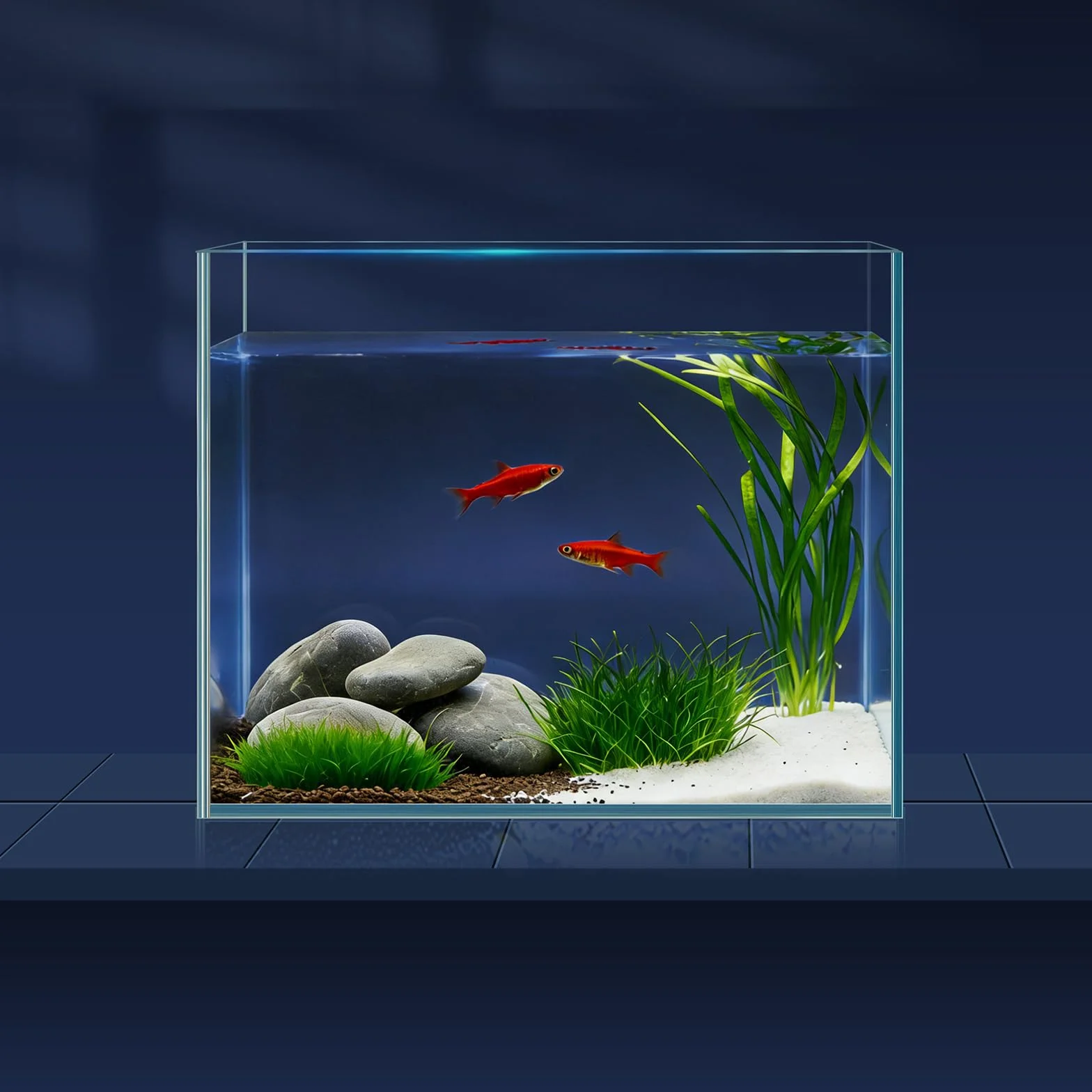 LAQUAL 3.8L Aquarium Set mit Fischnetz Wasserwechsel-Schlauch & Reinigungstüchern