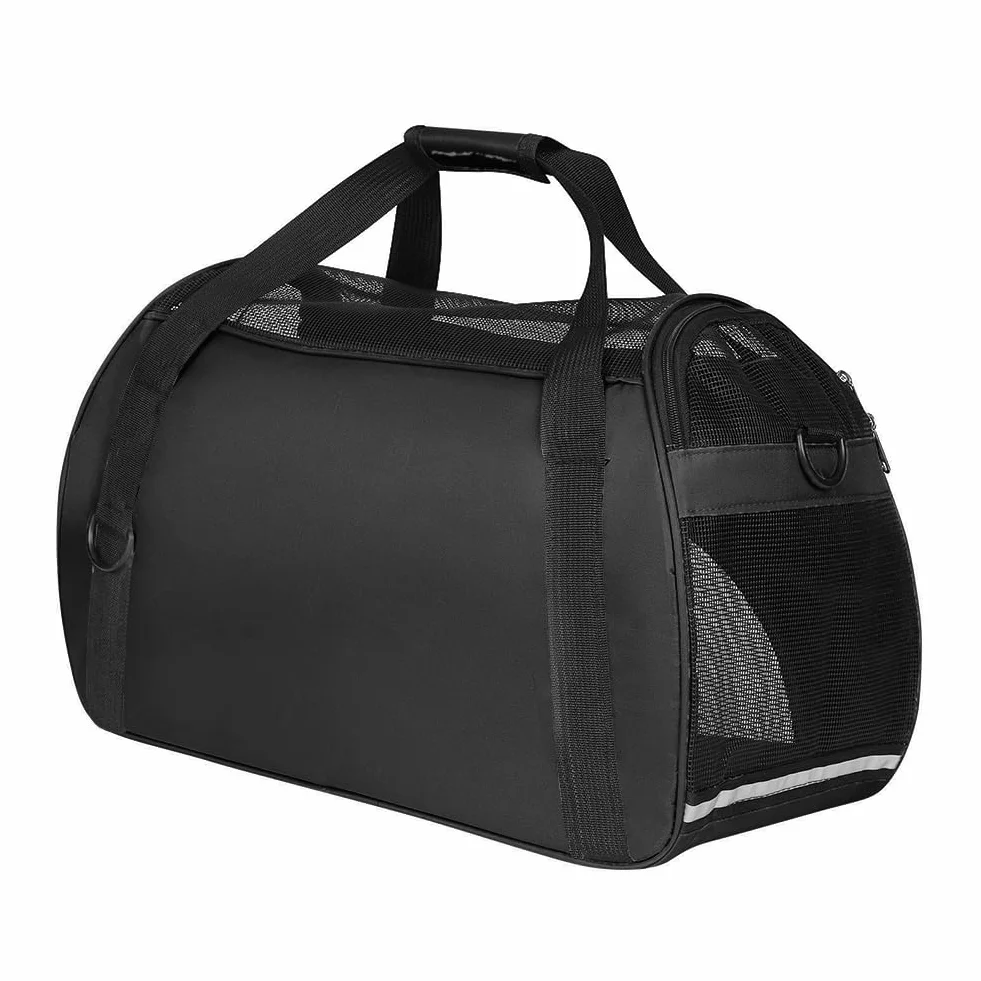 Sac de Transport pour Chat Chien Pliable à Parois Souple Bandoulière Réglable Respirant