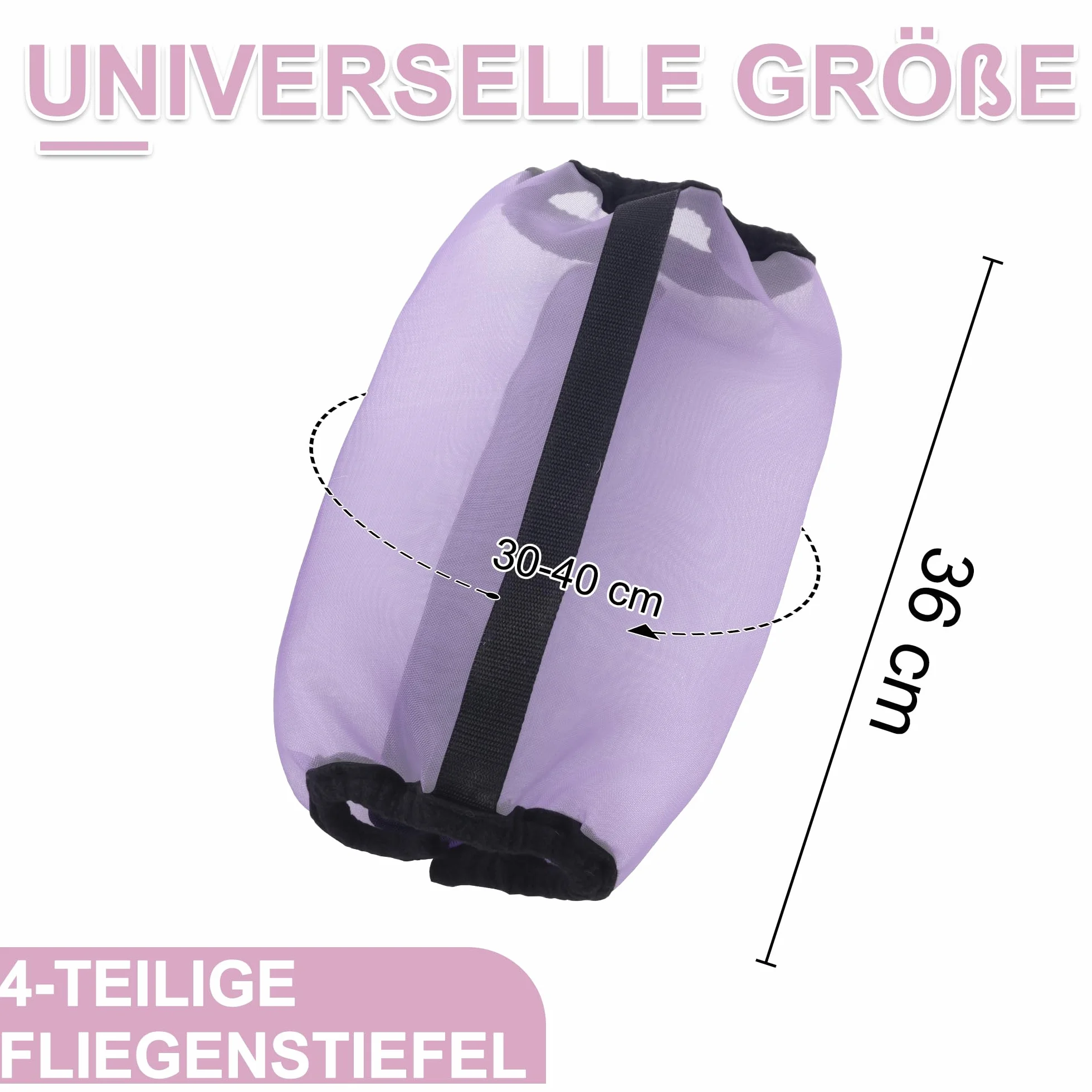 Lot de 4 bottes anti-mouches pour chevaux - Coupe ample - Respirantes - Mailles fines