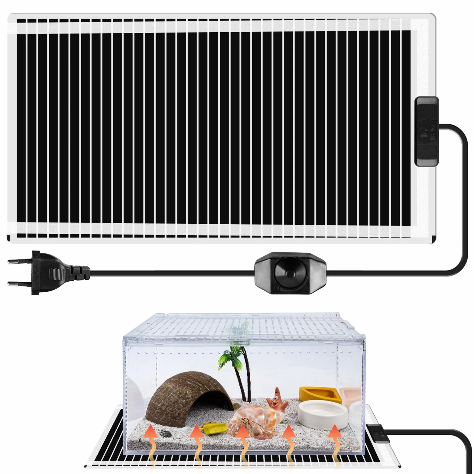 Tapis Chauffant Reptile 45W 28x80 cm Température Réglable Terrarium
