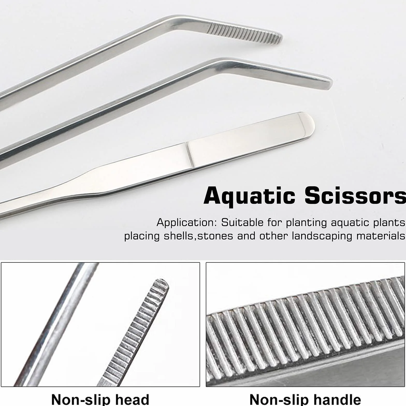 Ensemble d'outils d'aquarium 4 en 1 pinces longues ciseaux spatule kit de nettoyage et de démarrage pour plantes aquatiques argent