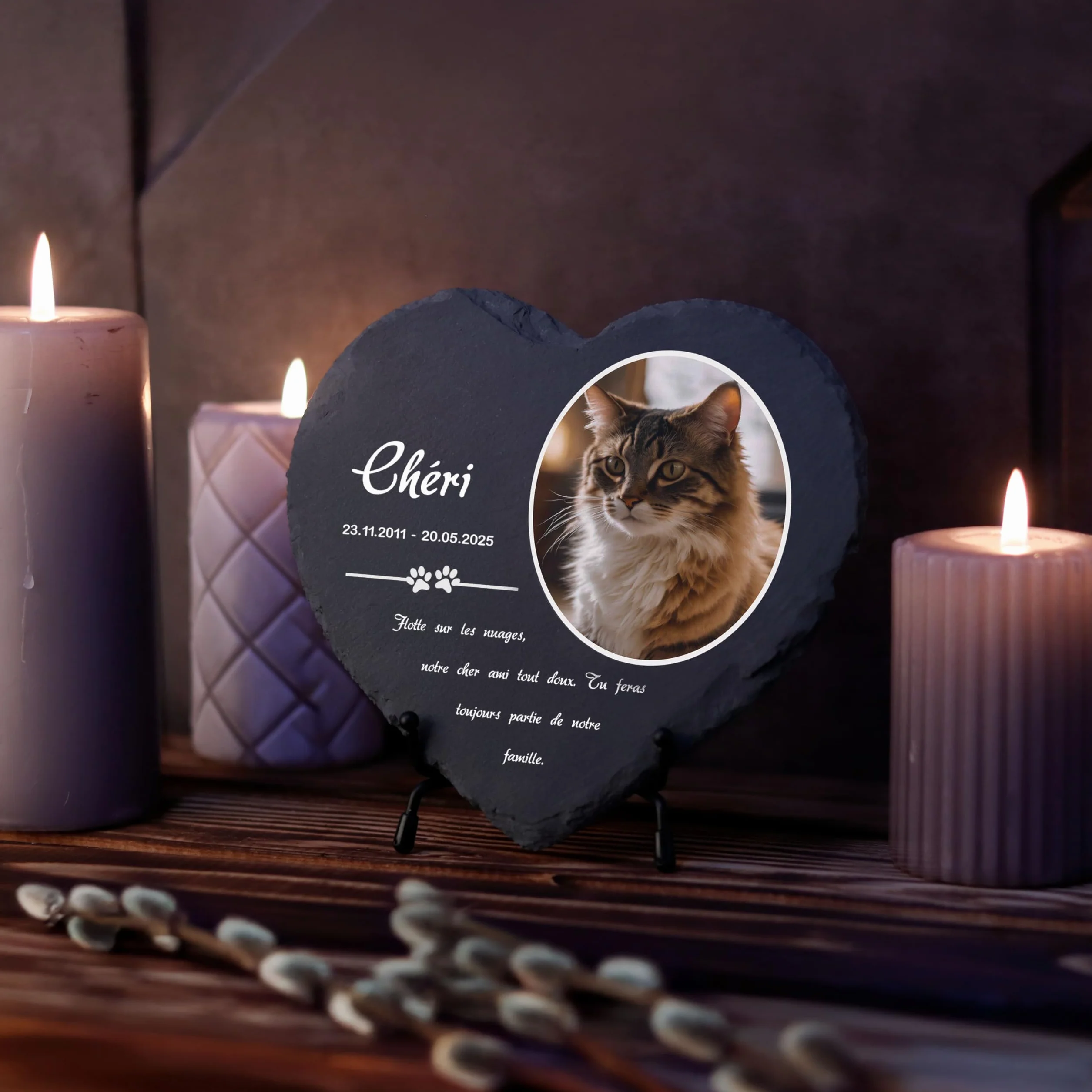 Plaque funéraire personnalisée pour Chien et Chat - Ardoise gravée Pierre tombale Animaux