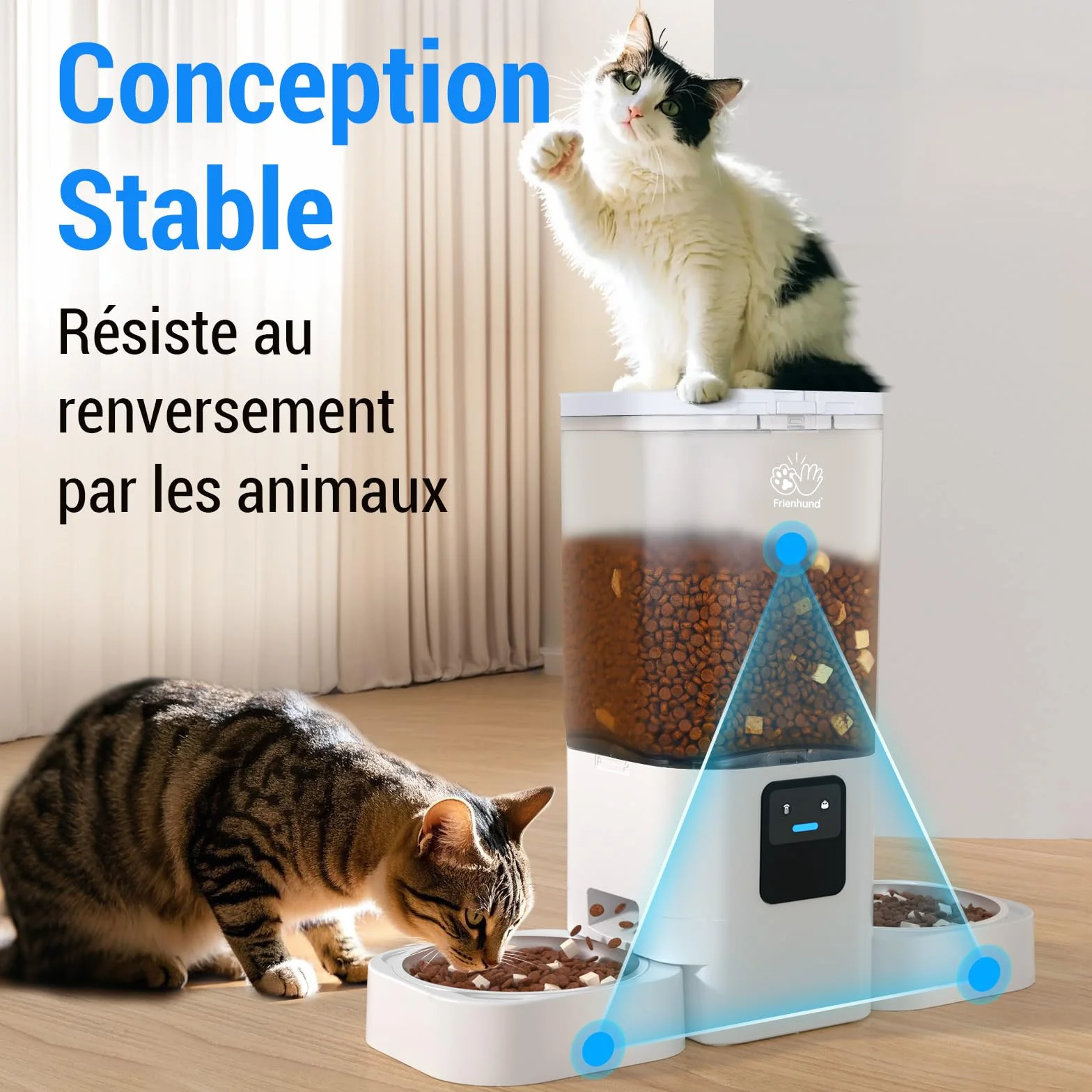 Frienhund Distributeur Croquettes Chat Automatique Double 7L WiFi 5G Détachable
