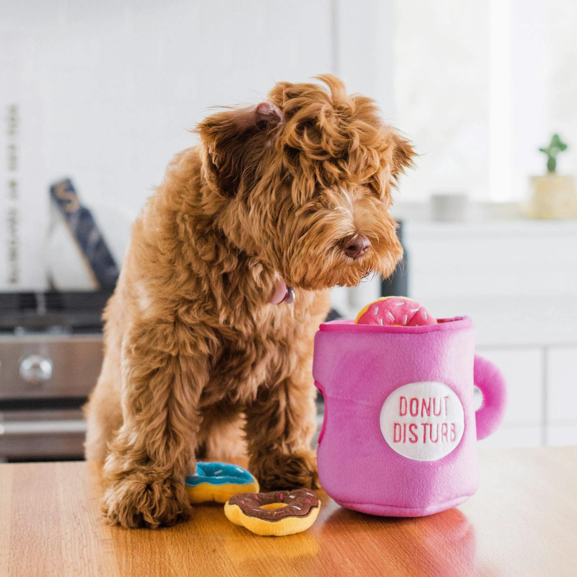 ZippyPaws - Food Buddies Burrow Jouet interactif couineur en Peluche pour Chien Motif café et donutz
